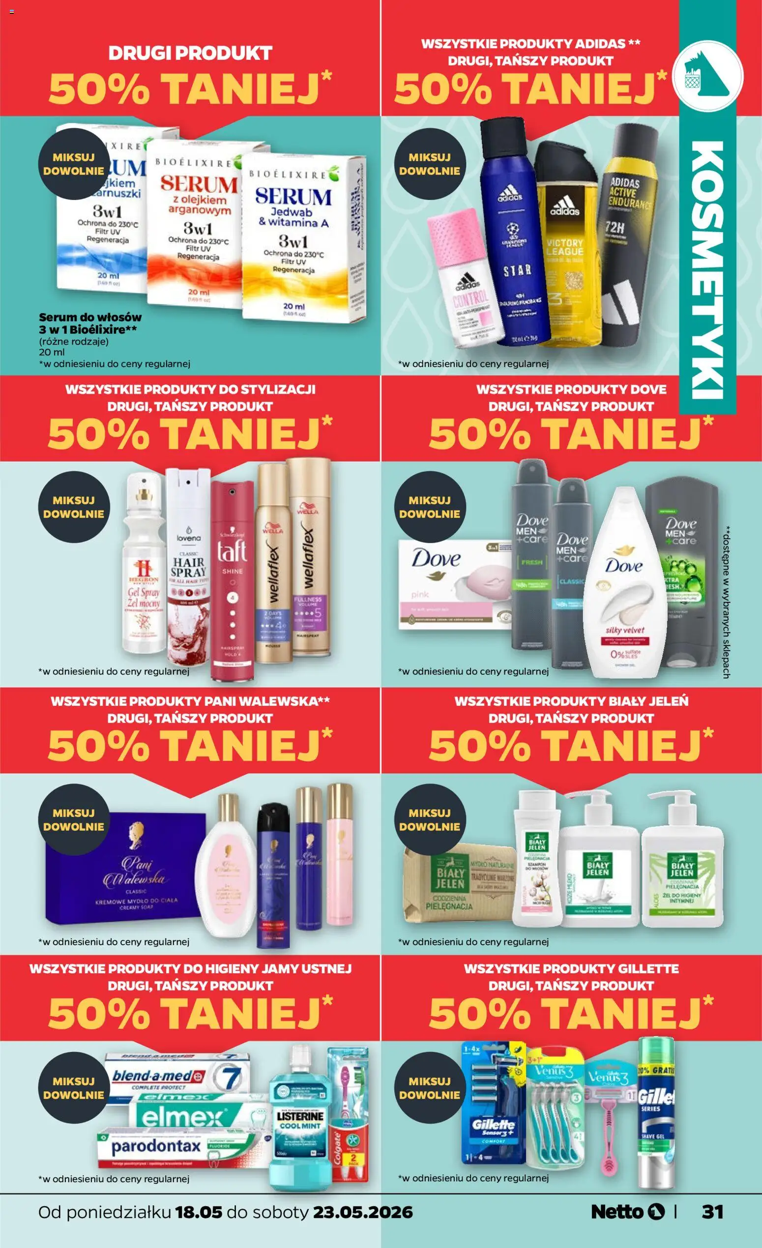 Netto gazetka od poniedziałku spożywcza od 18.05.2026 | Strona: 31 | Produkty: Gillette, Kosmetyki, Jeleń, Mydło