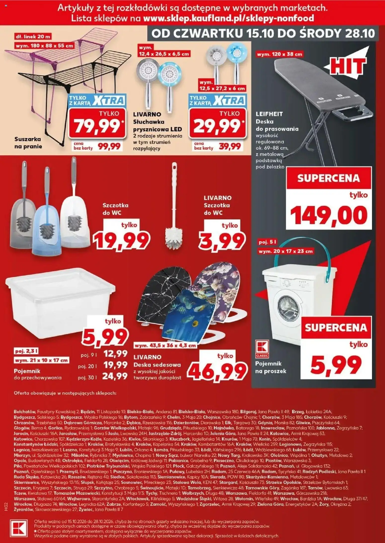 Kaufland gazetka - Złap Okazje od 15.10.2026 - od jutra PDF | Strona: 15 | Produkty: Suszarka, Gazety, Deska do prasowania, Pojemnik do przechowywania