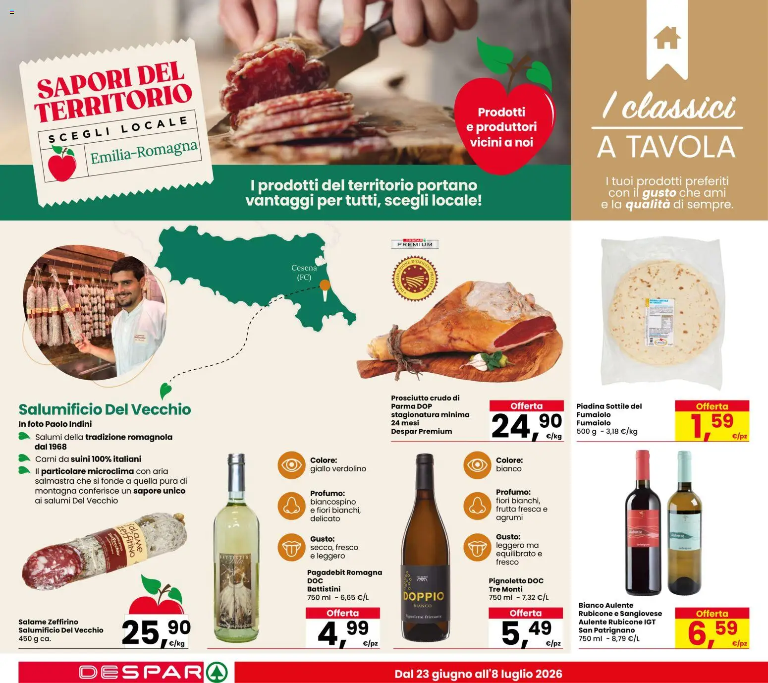 Volantino Despar del 23/06/2026 | Pagina: 14 | Prodotti: Frutta, Prosciutto, Agrumi, Piadina