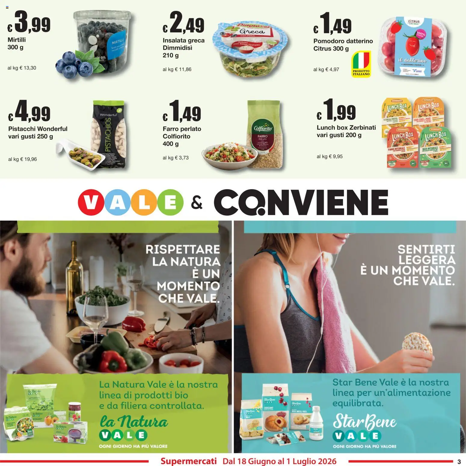 Volantino Sì con Te del 18.06.2026 | Pagina: 3 | Prodotti: Insalata, Pomodoro, Mirtilli, Feta