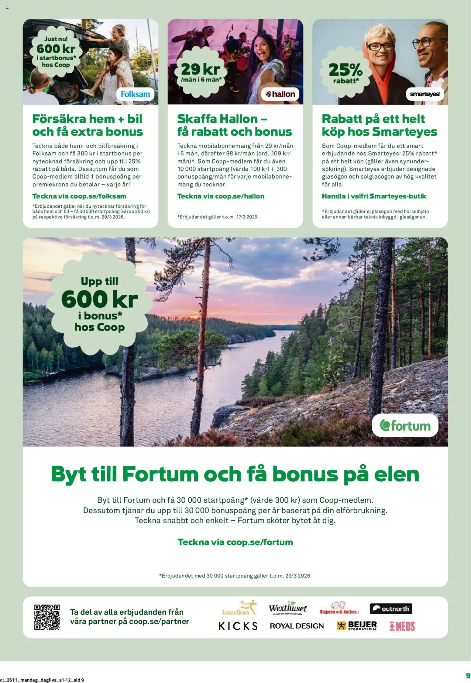 Coop Forum reklamblad aktuell från 09.03.2026 | Sida: 9 | Produkter: Galler, Solglasögon, Glasögon, Hallon