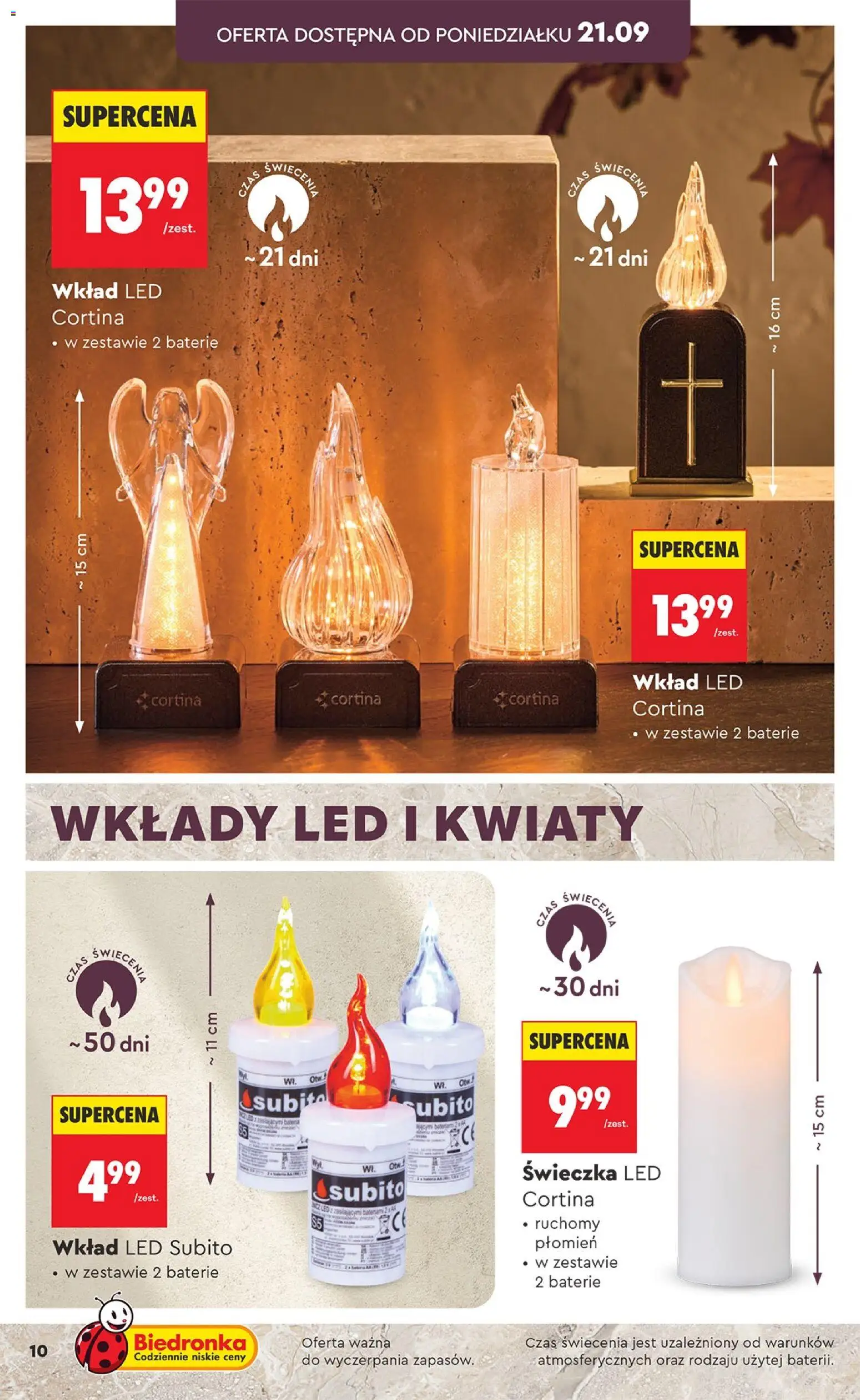 Biedronka gazetka - Znicze od 21.09.2026 | Strona: 10 | Produkty: Baterie, Kwiaty