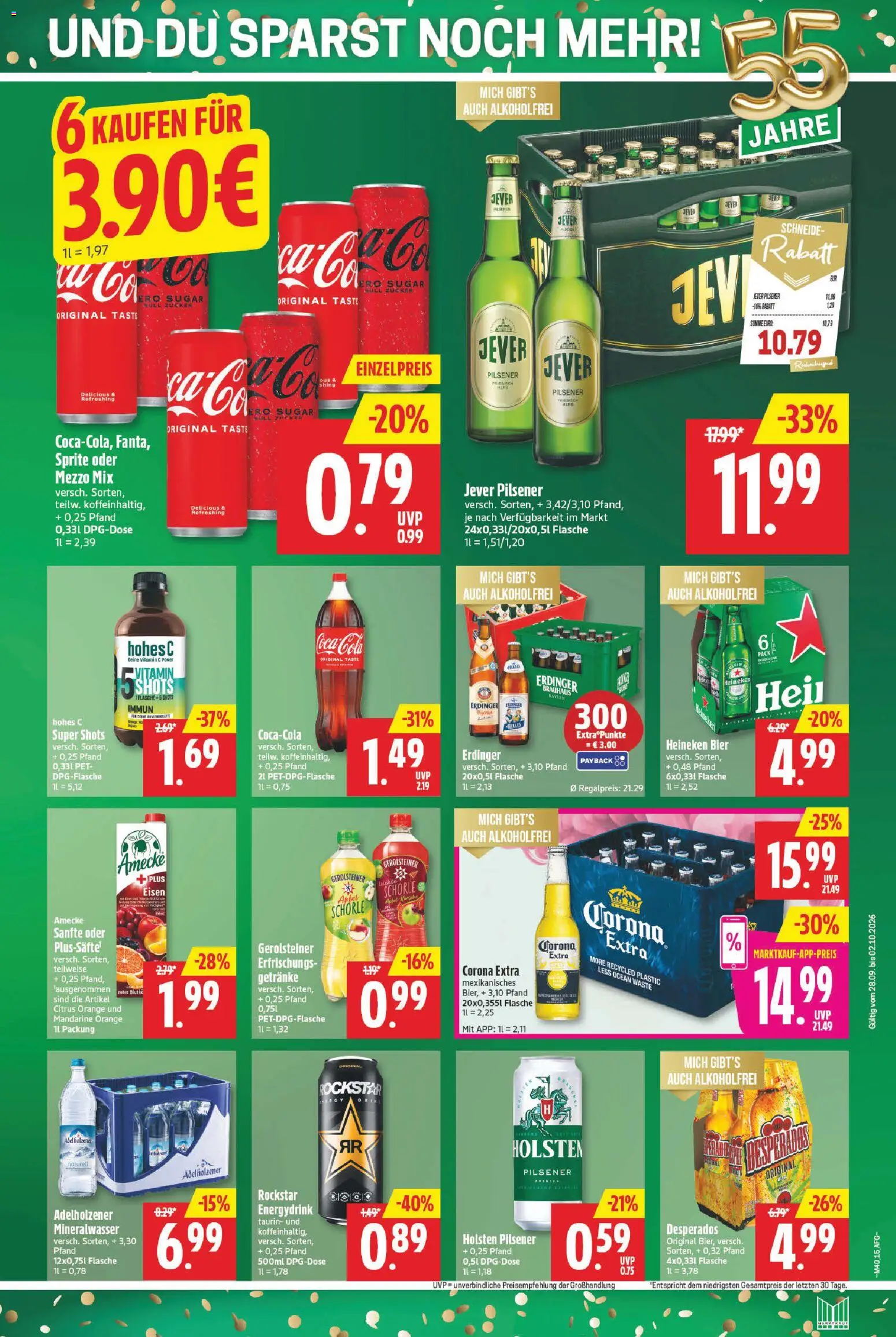 Marktkauf Prospekt – gültig ab 28.09.2026 | Seite: 15 | Produkte: Rockstar, Adelholzener, Mineralwasser, Hohes c