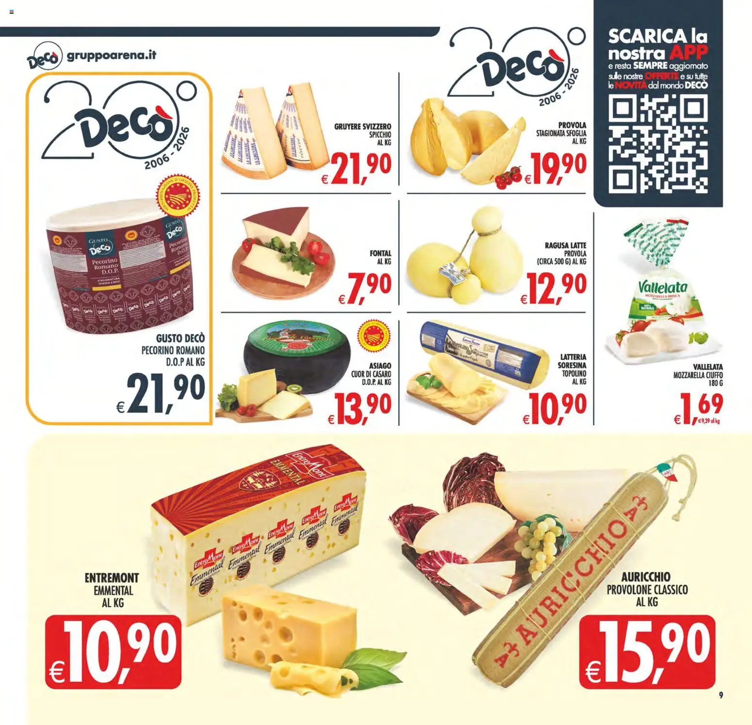 Volantino Decò del 08.05.2026 | Pagina: 12 | Prodotti: Provolone, Mozzarella, Pecorino Romano, Emmental