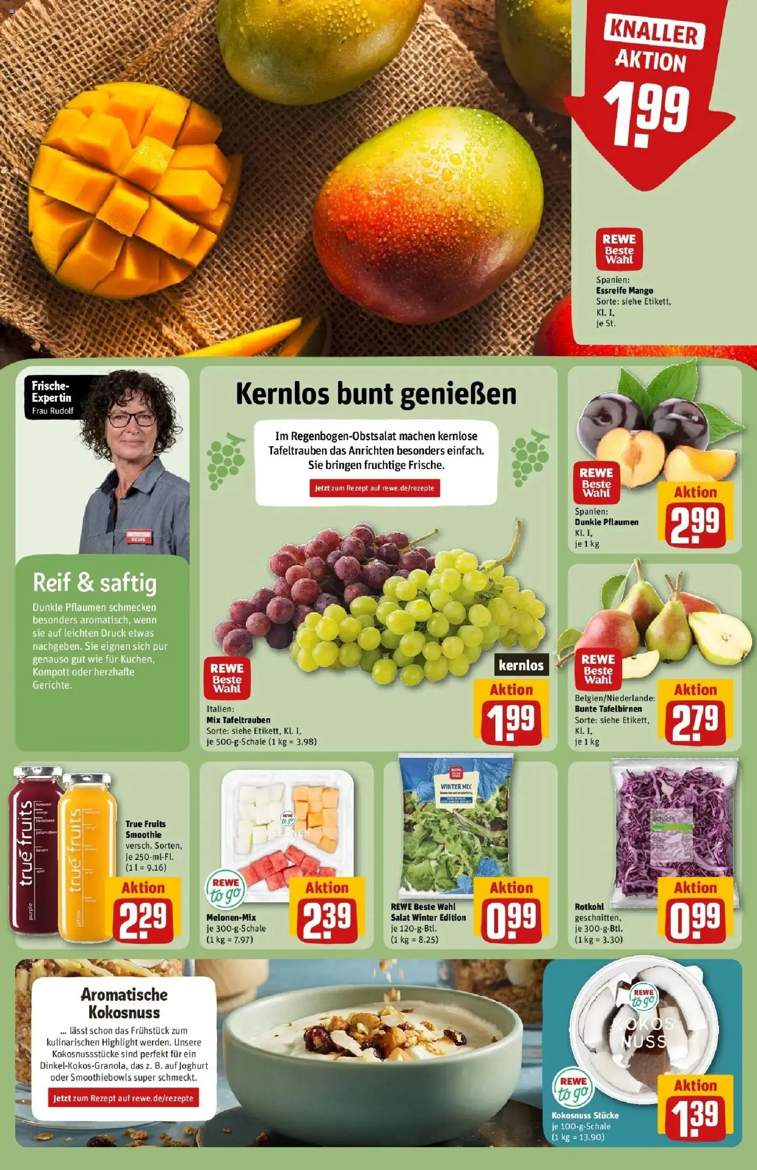 REWE Prospekt ab 05.10.2026 zum Blättern » Angebote | Seite: 10 | Produkte: Pflaumen, Rotkohl, Joghurt, Himbeere