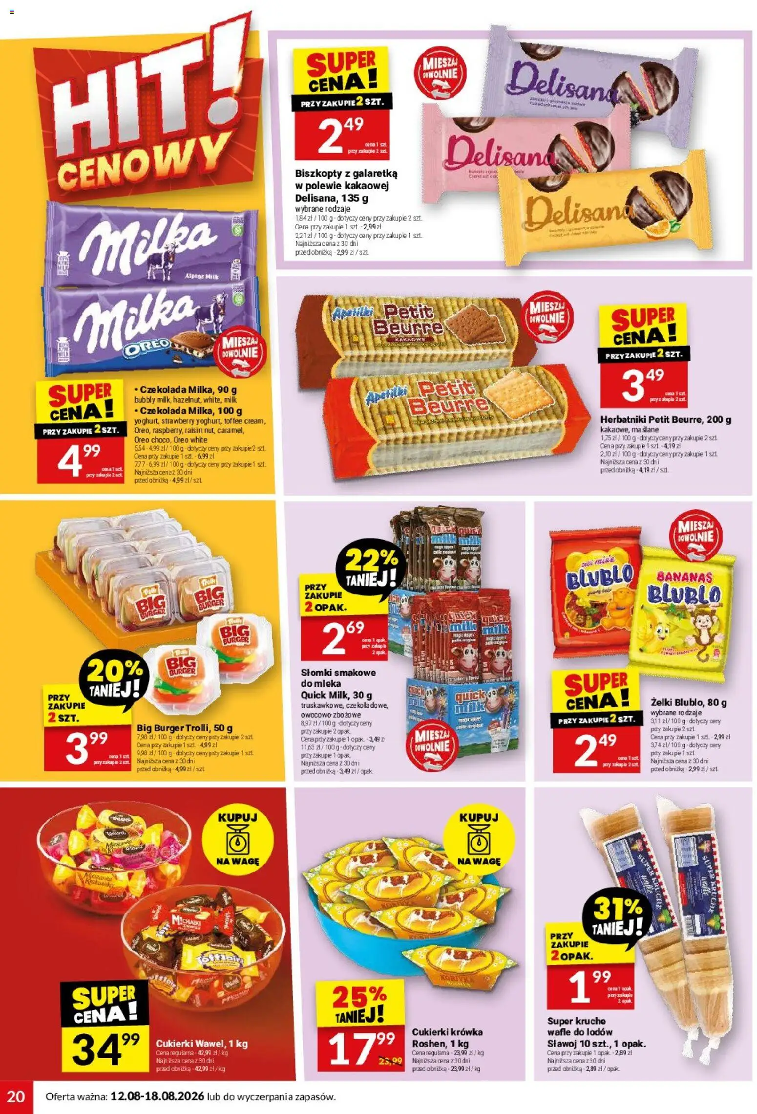 Twój Market gazetka od 12.08.2026 | Strona: 20 | Produkty: Oreo, Krowka, Słomki, Burger