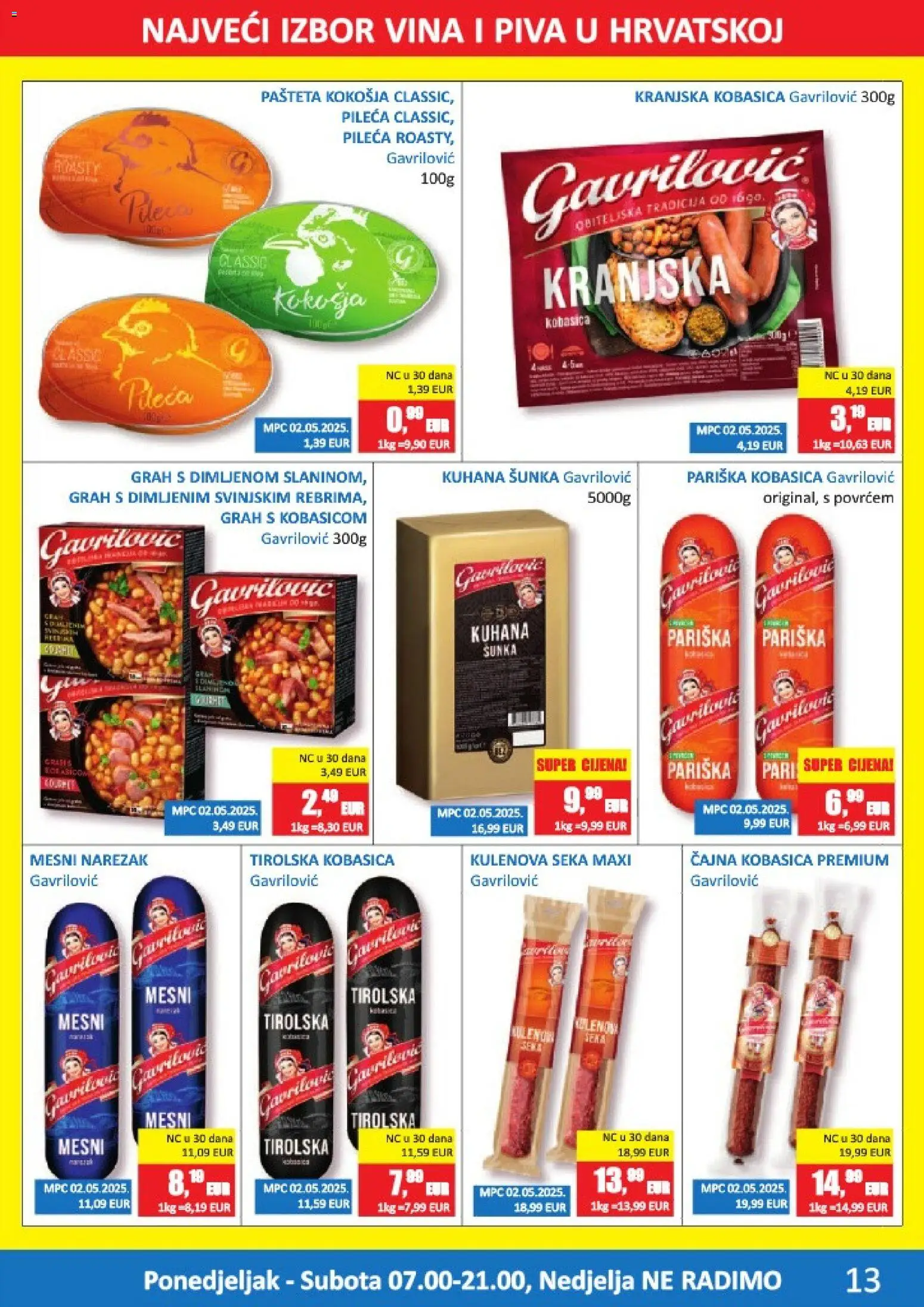 Vrutak katalog | vrijedi od 11.05.2026 | Stranica: 13 | Proizvodi: Grah, Šunka, Kranjska kobasica, Pašteta
