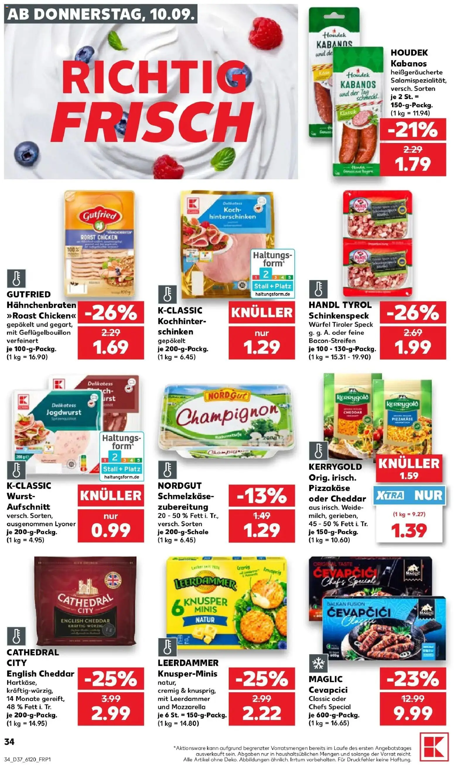 Prospekt Kaufland ab 07.09.2026 » Angebote Online zum Blättern | Seite: 43 | Produkte: Mozzarella, Leerdammer, Wurst, Schinken