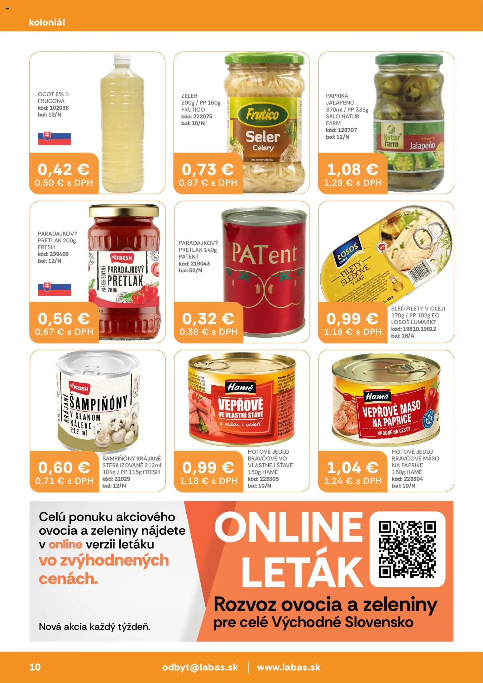Nové Labaš akcie – leták je platný od 24.04.2026 | Strana: 10 | Produkty: Paprika, Rajec, Losos, Ocot