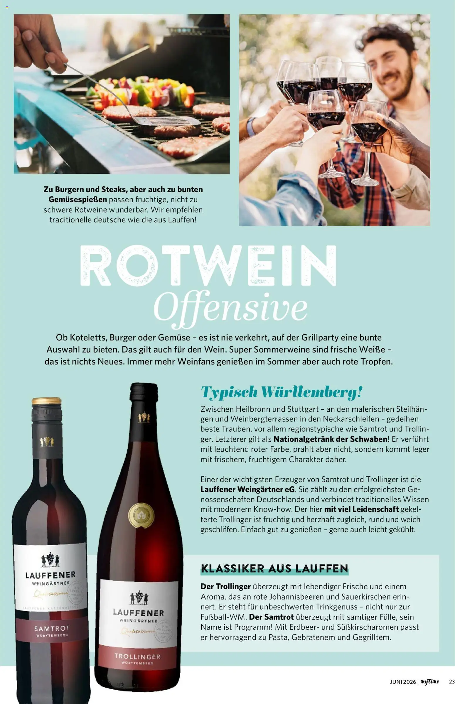 Famila Nordwest myTime Juni 2026 – gültig ab 01.06.2026 | Seite: 23 | Produkte: Rotwein, Burger, Gemüse