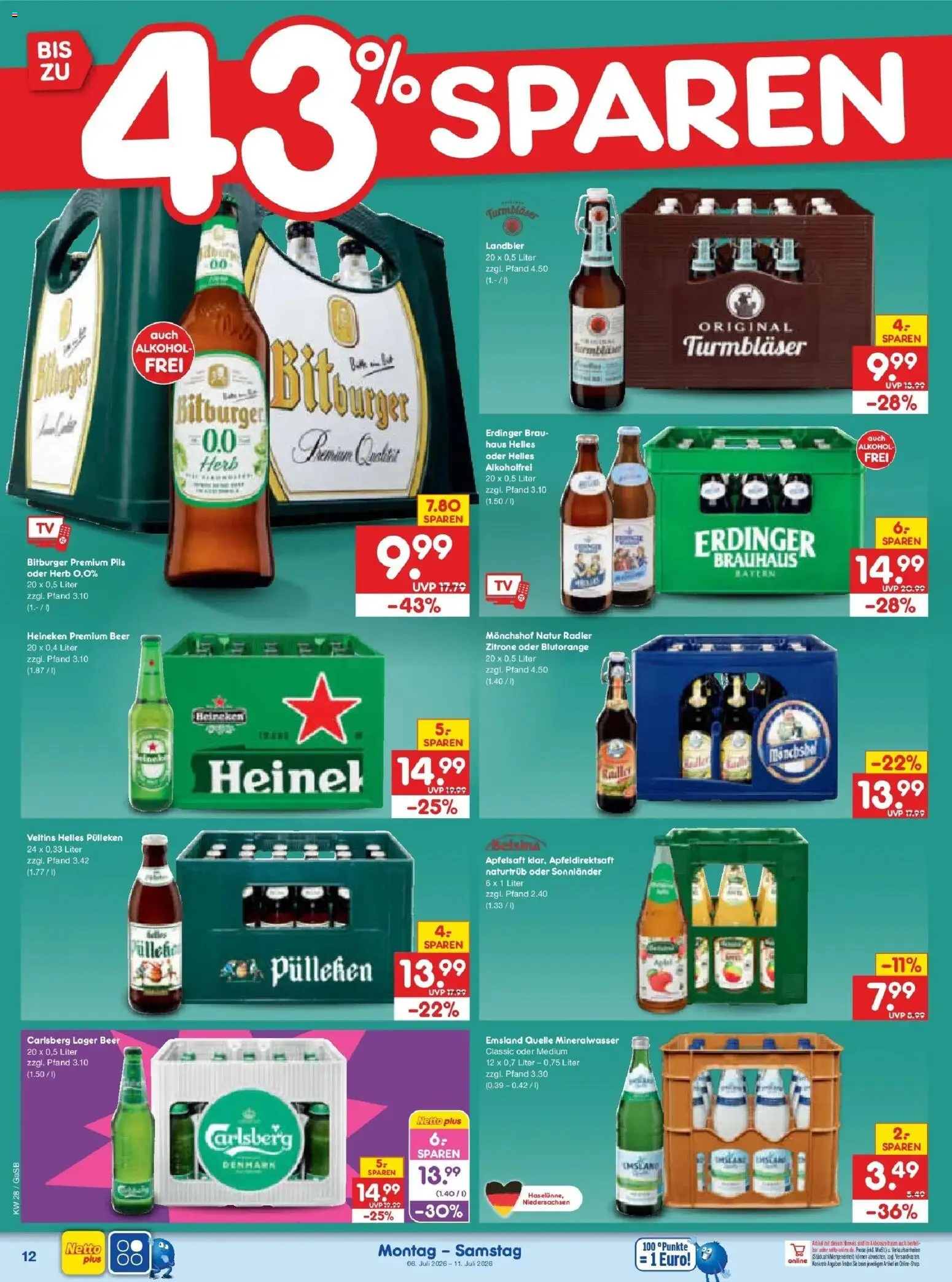 Netto Marken-Discount - Netto: Wochenangebote – gültig ab 05.07.2026 | Seite: 18 | Produkte: Erdinger, Carlsberg, Pils, Heineken