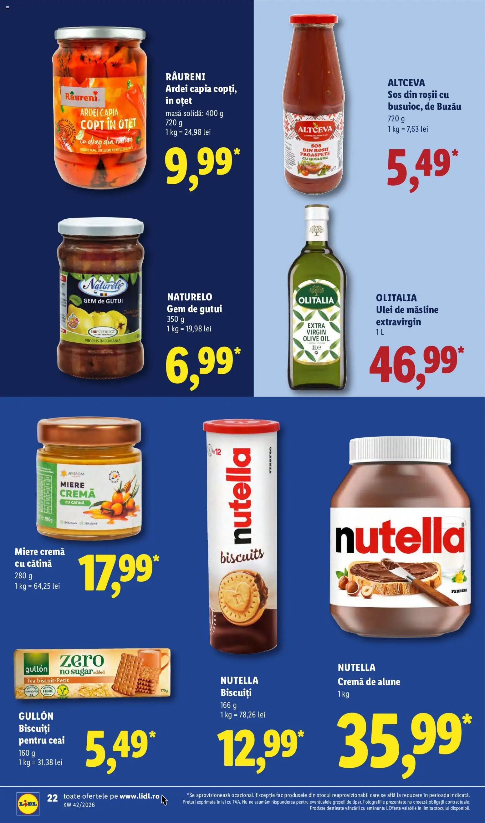 Noul catalog Lidl – valabil de la 12.10.2026 | Pagină: 22 | Produse: Ulei de masline extravirgin, Masă, Măsline, Ceai