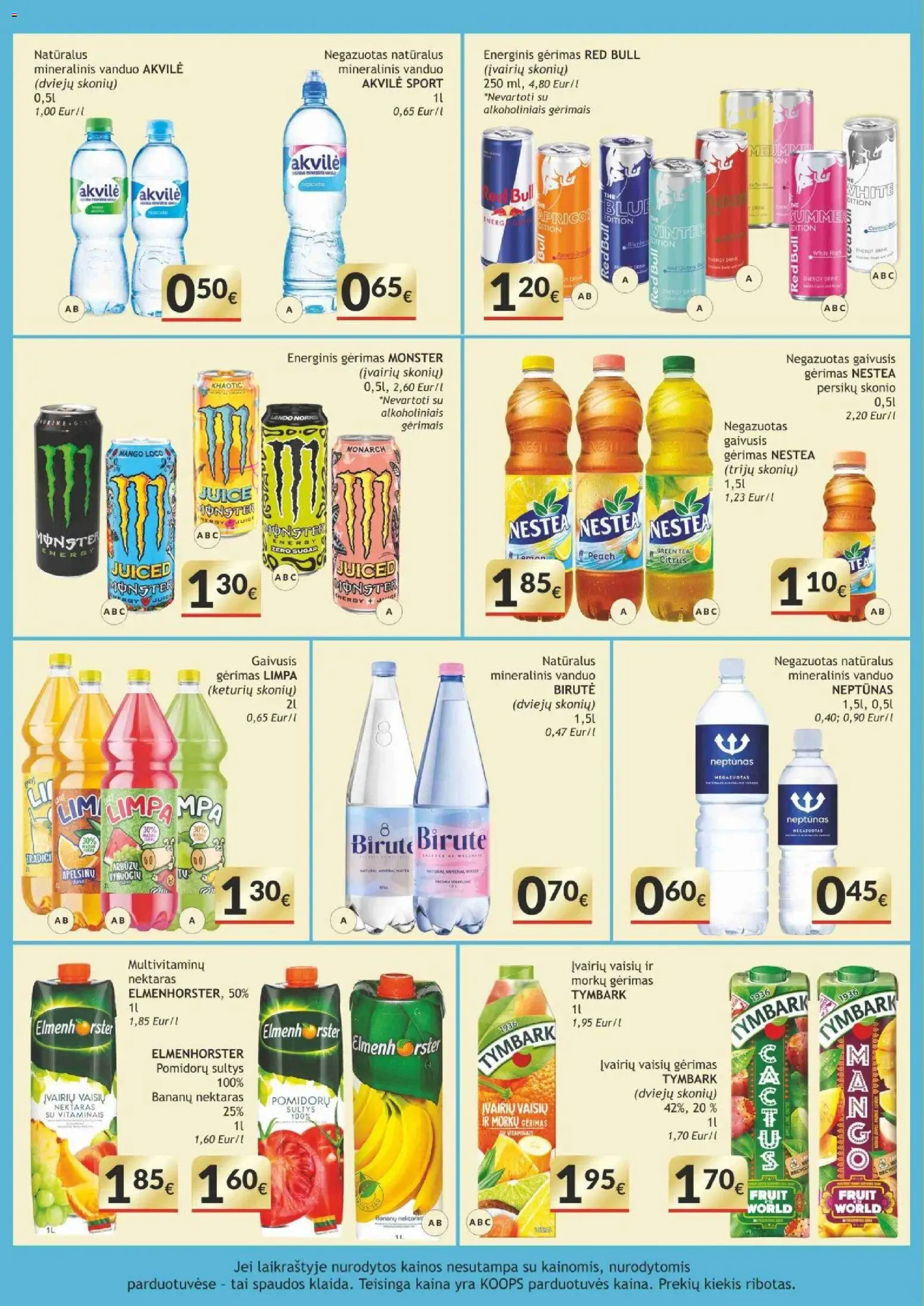 Koops akcijos nuo 2026.08.03 | Puslapis: 12 | Prekių: Energinis gėrimas, Sultys, Mineralinis vanduo