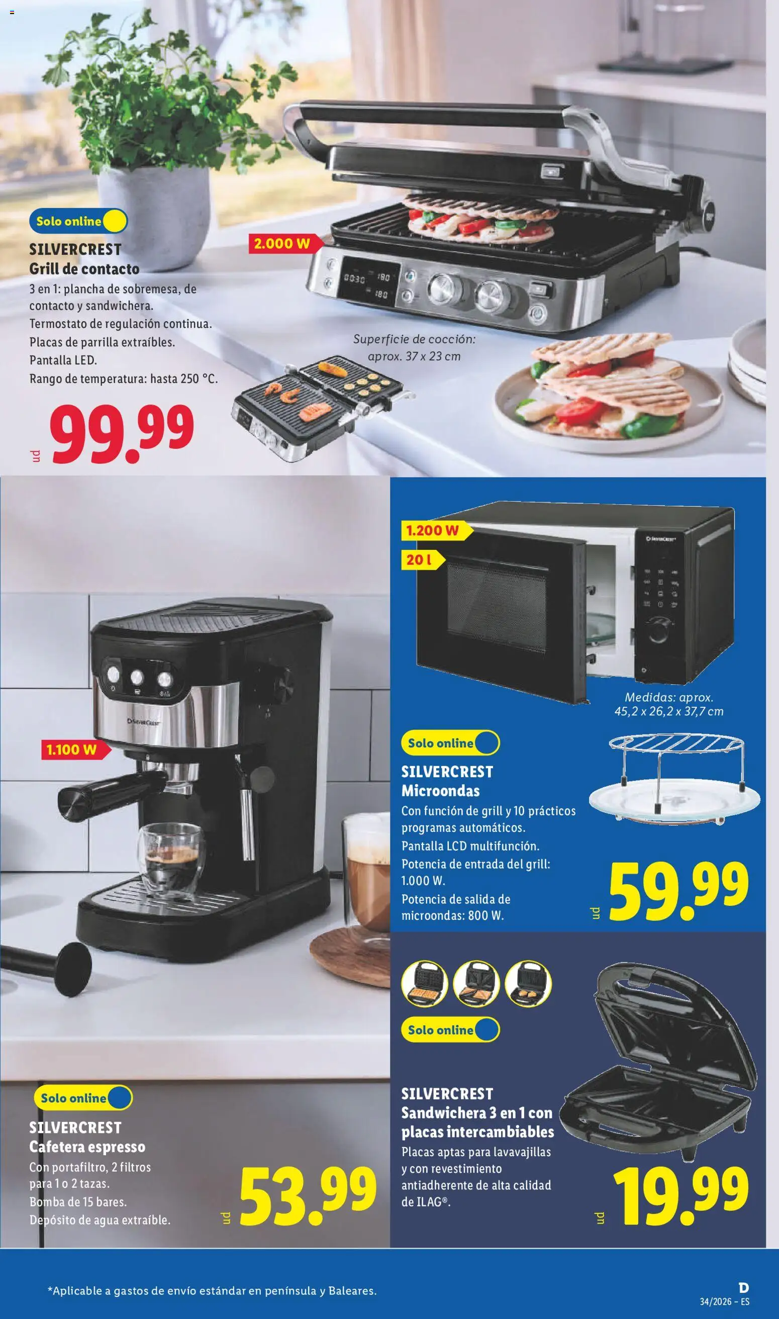 Lidl folleto de bazar │ válido desde el 17/08/2026 | Página: 3 | Productos: Cafetera, Plancha, Sandwichera, Agua