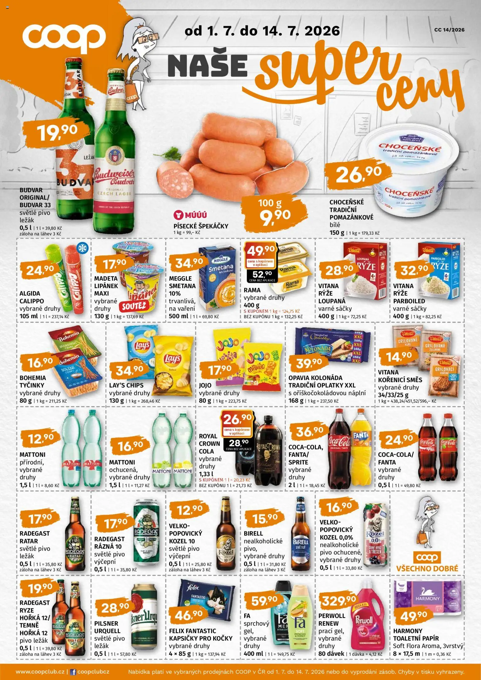 Coop leták - Super cena od 01.07.2026 | Strana: 1 | Produkty: Felix fantastic, Pivo, Kapsičky pro kočky, Fanta