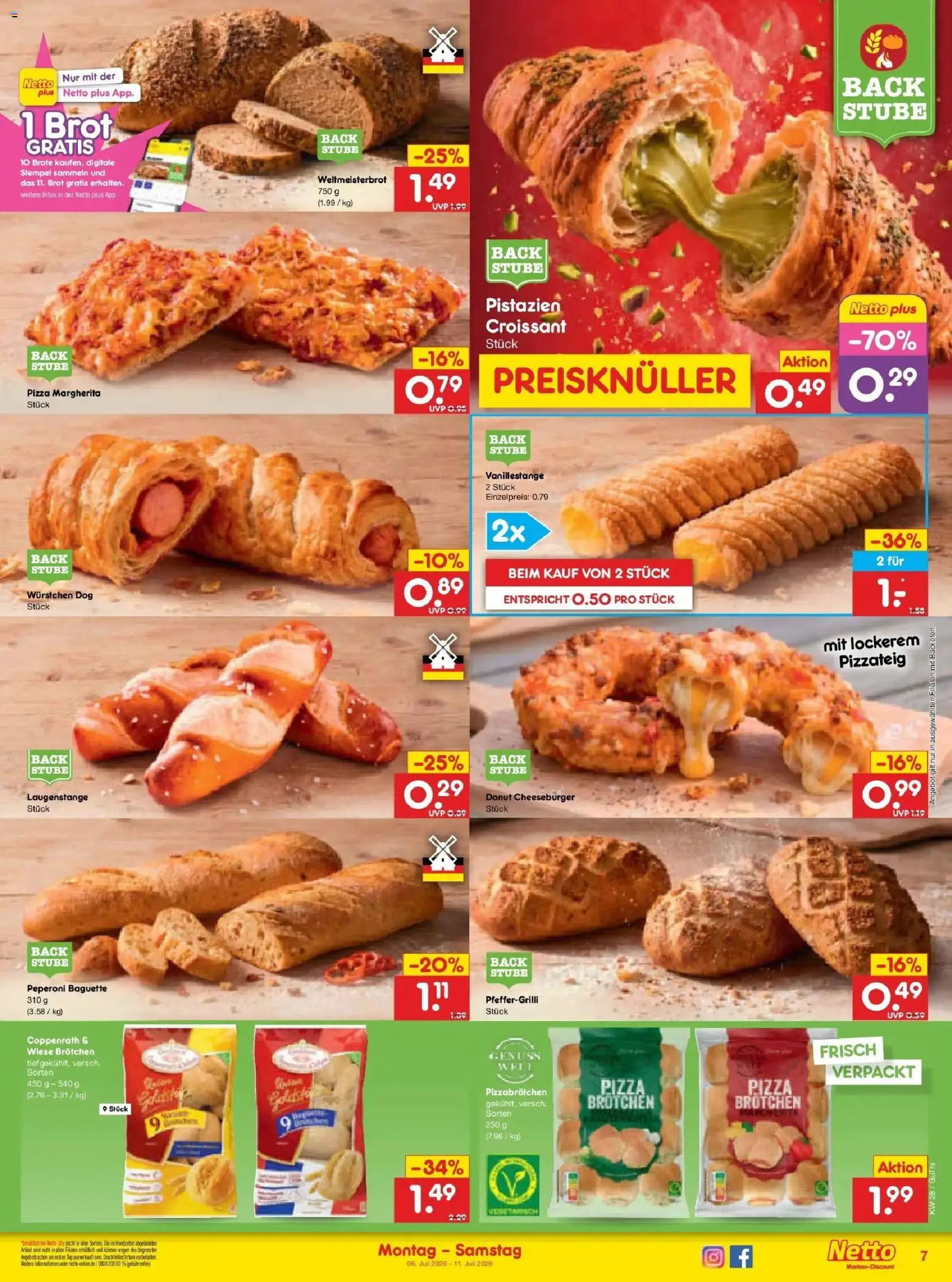 Netto Marken-Discount - Netto: Wochenangebote – gültig ab 05.07.2026 | Seite: 11 | Produkte: Baguette, Croissant, Brot, Pizza