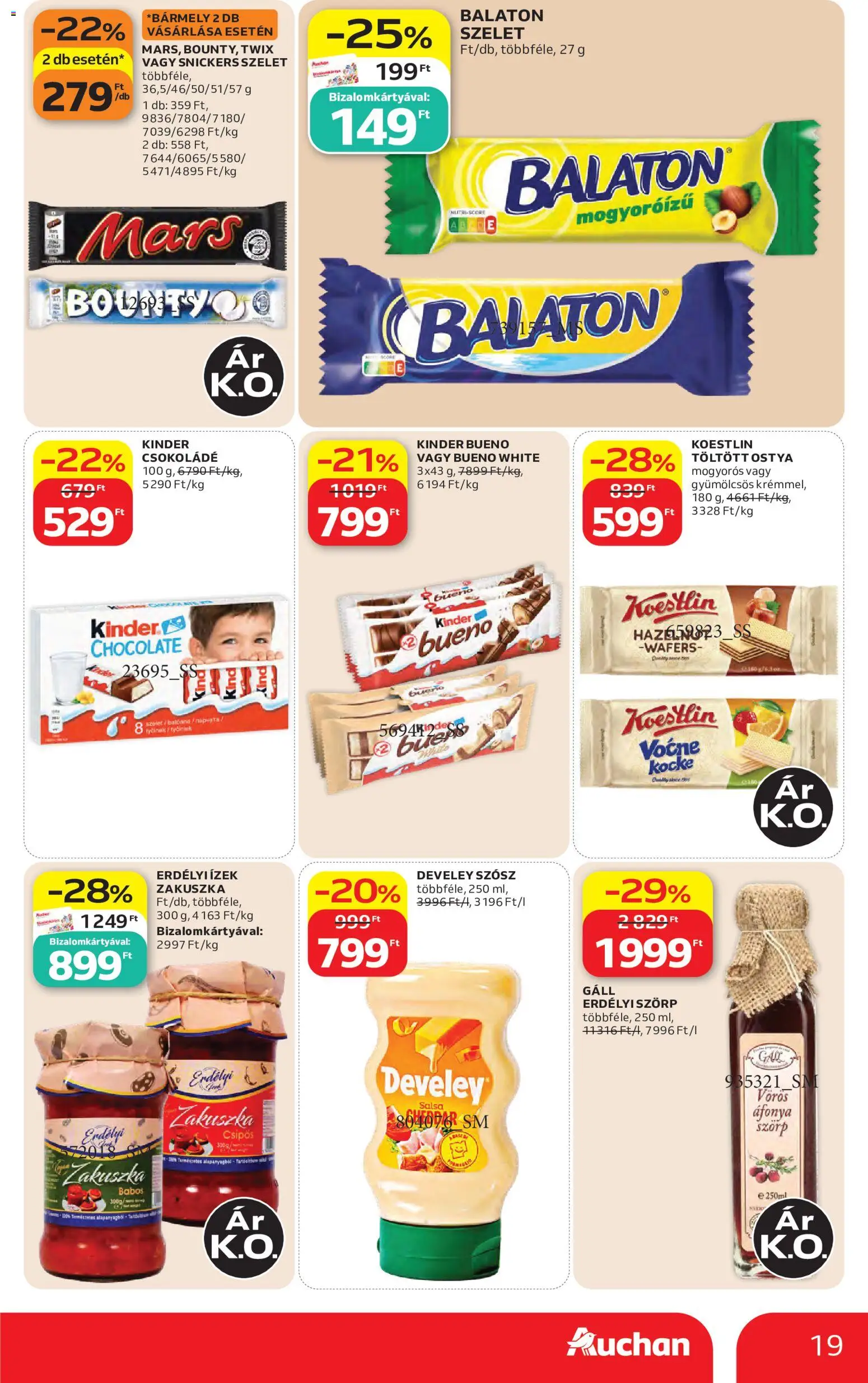 Auchan akciós ujság - amely érvényes a következő dátumtól: 2026.08.27. | Oldal: 19 | Termékek: Áfonya, Szelet, Csokoládé, Szósz