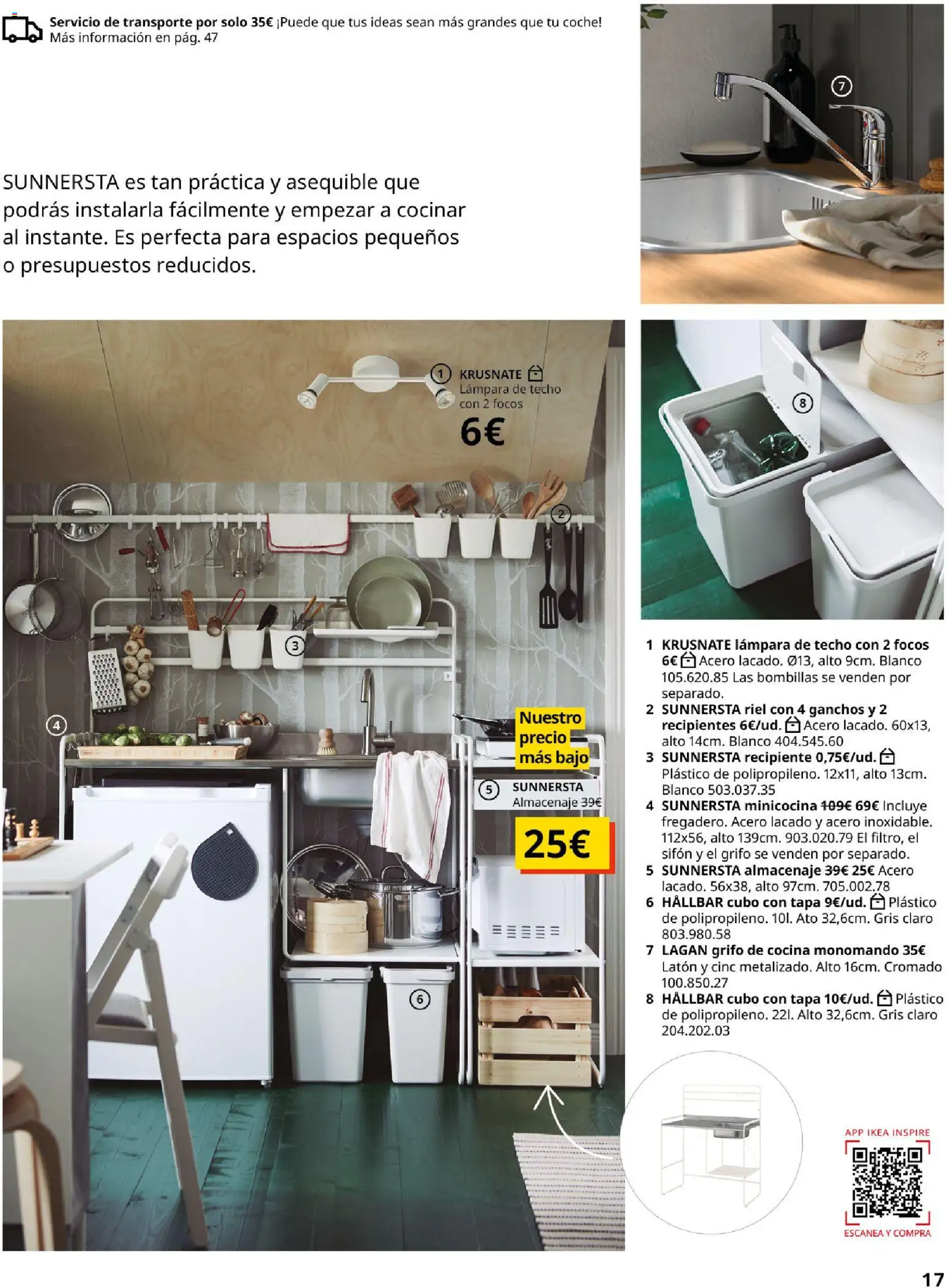 IKEA - Precios bajos │ válido desde el 13.04.2026 | Página: 17 | Productos: Cubo con tapa, Cocina, Almacenaje, Lámpara
