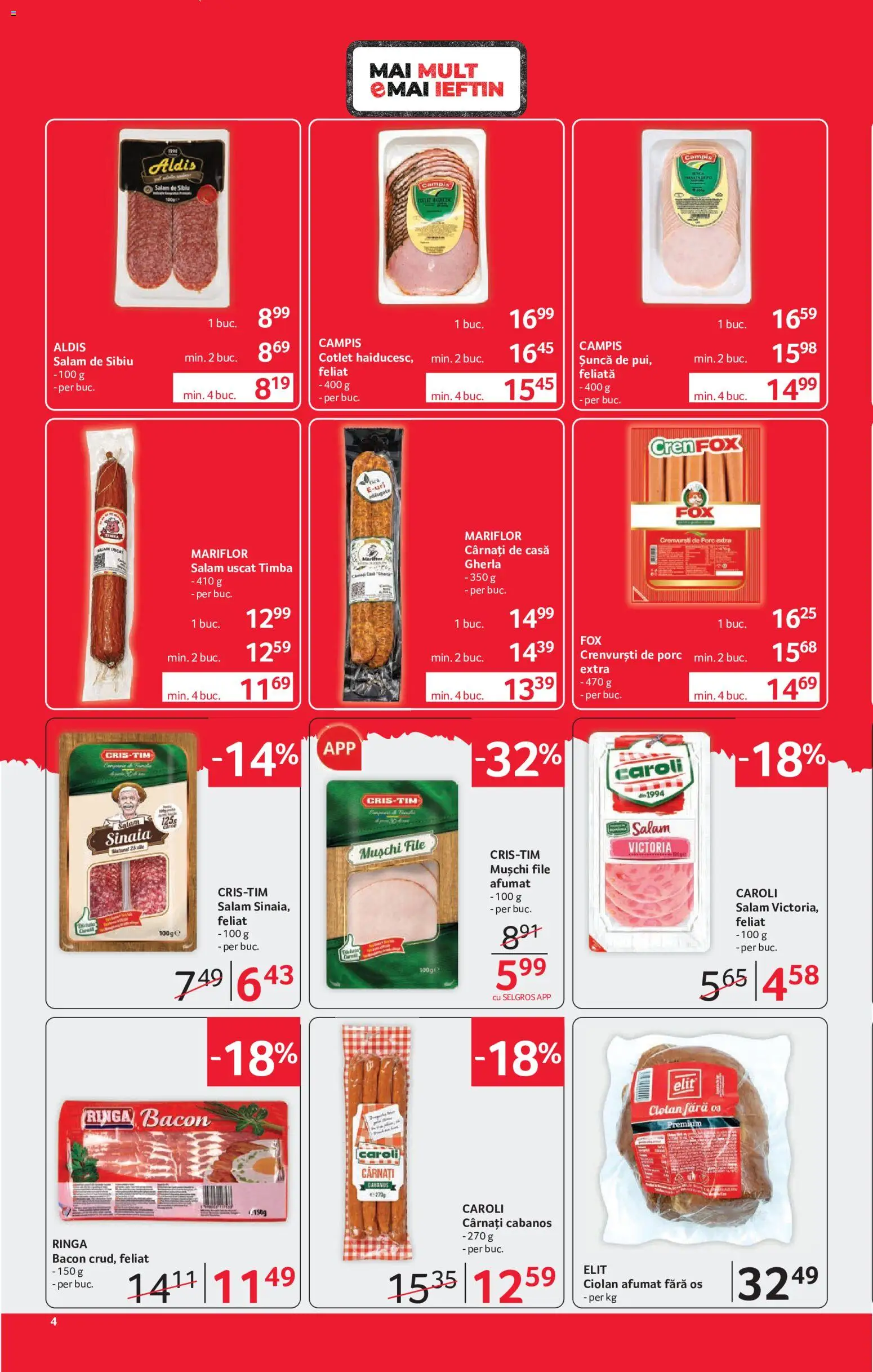 Noul catalog Selgros – valabil de la 15.05.2026 | Pagină: 4 | Produse: Lait de coco, Crenvurști, Șuncă, Cârnați