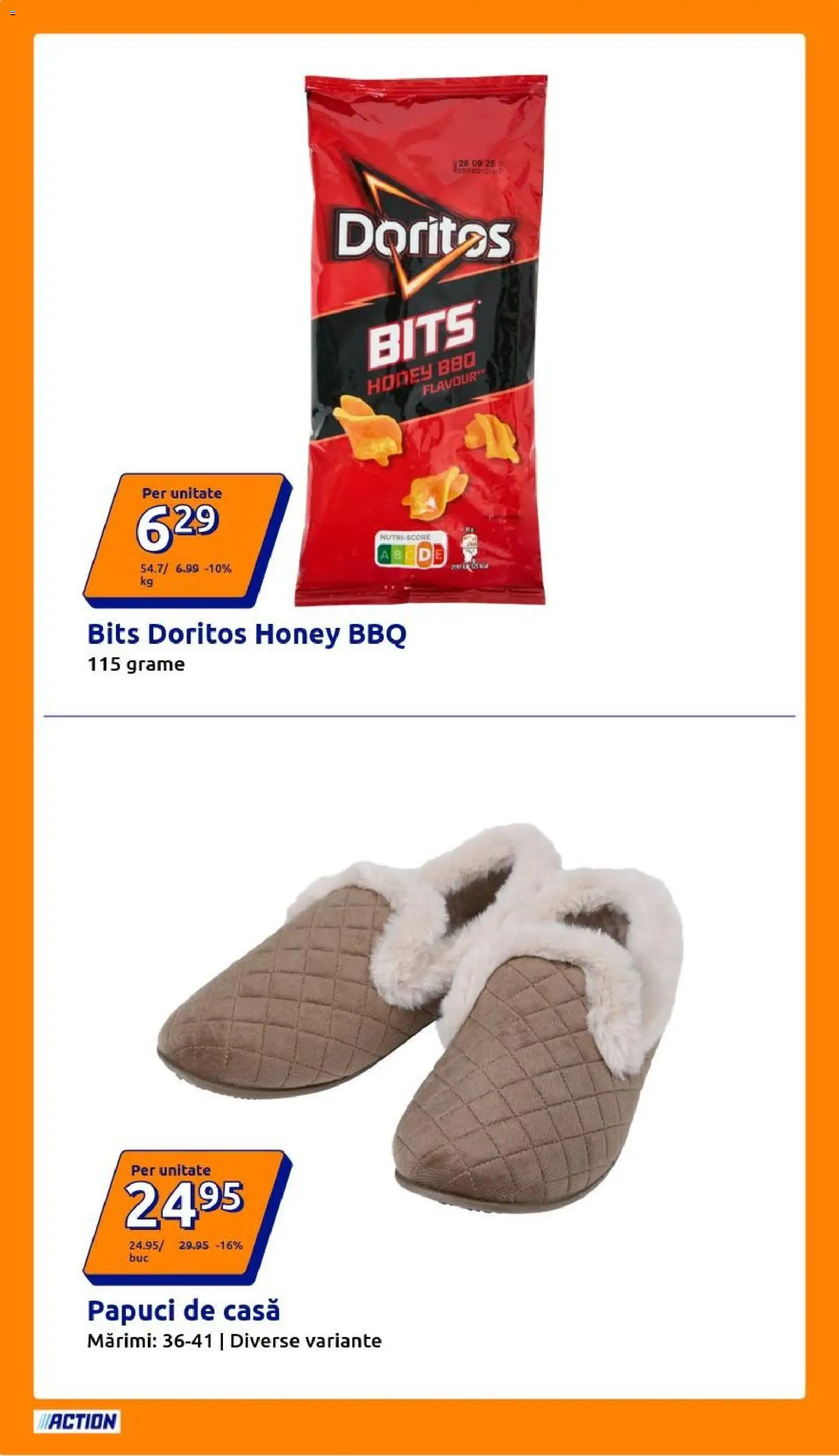 Noul catalog ACTION – valabil de la 07.10.2026 | Pagină: 18 | Produse: Papuci de casă, Doritos, Papuci