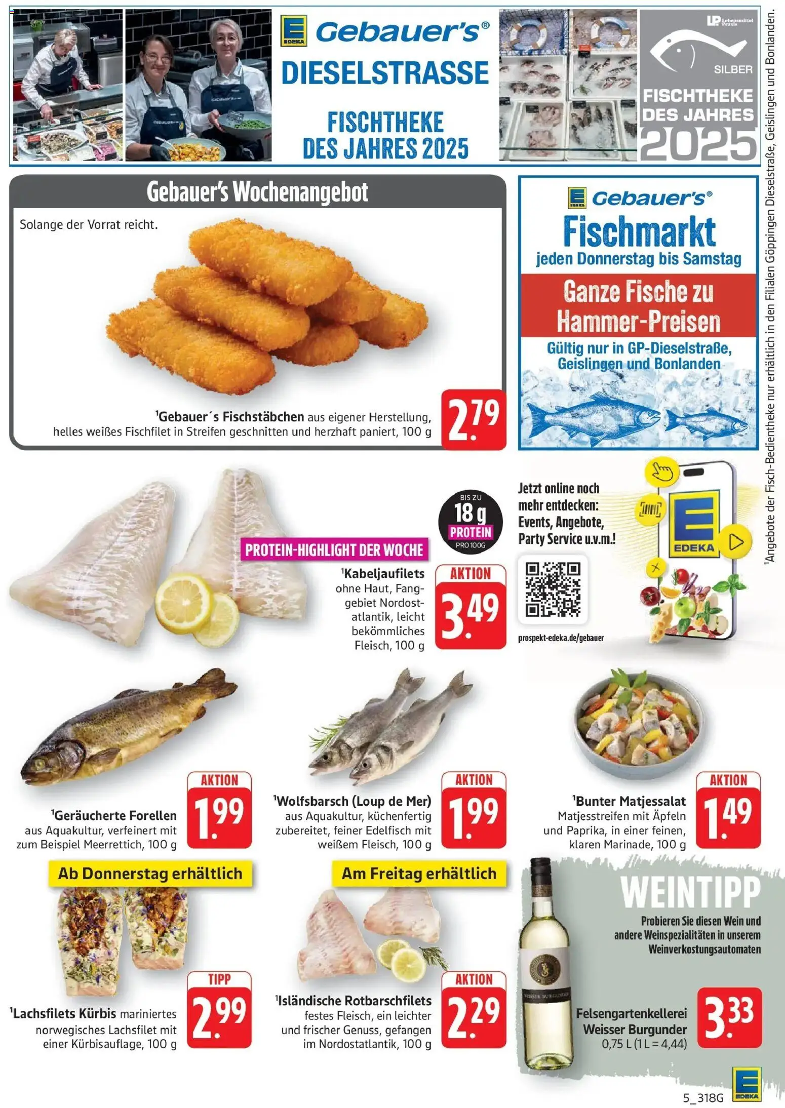 Edeka Prospekt Eislingen (ab 19.10.2026) » Angebote Online | Seite: 7 | Produkte: Fischstabchen, Kürbis, Wein