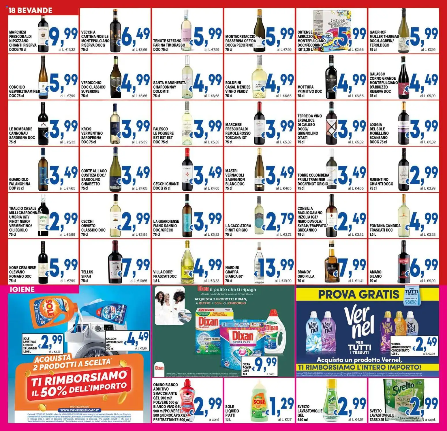 Volantino DEM del 23/09/2026 | Pagina: 18 | Prodotti: Bevande, Lavatrice, Lavastoviglie, Brandy