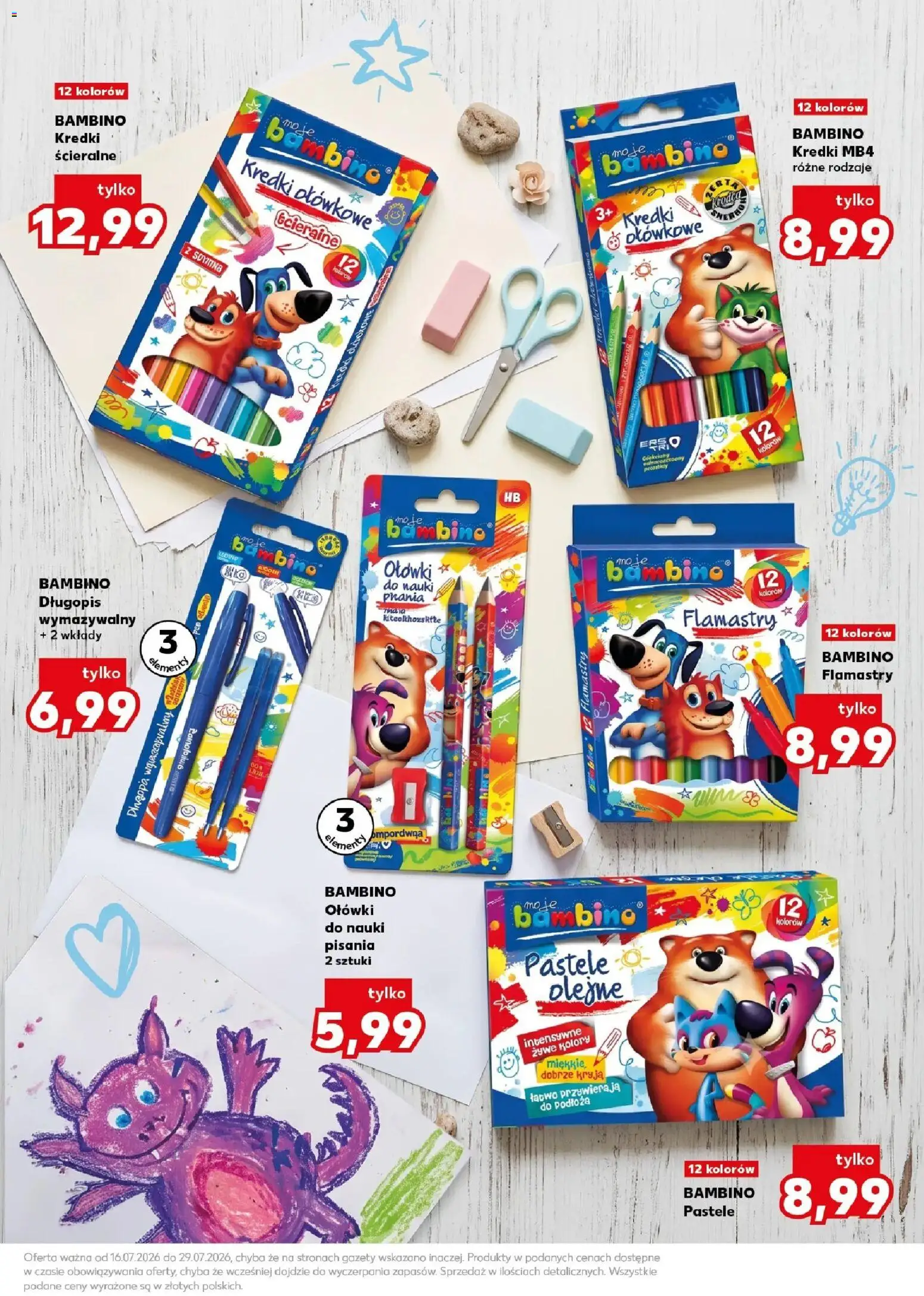 Kaufland gazetka - Katalog artykułów szkolnych od 16.07.2026 | Strona: 11 | Produkty: Kredki Bambino, Kredki, Gazety, Flamastry