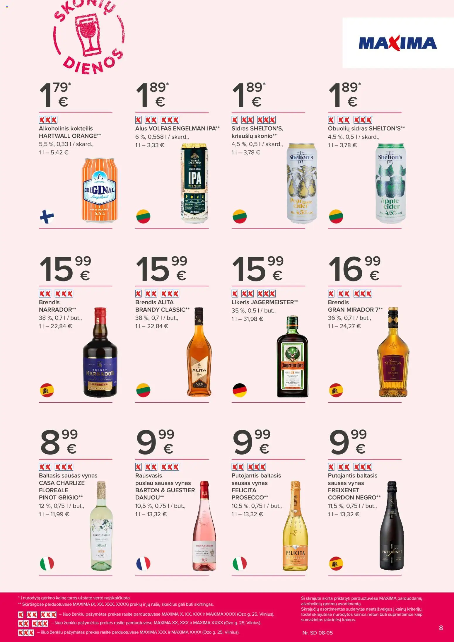 MAXIMA akcijos nuo 2026.07.23 | Puslapis: 8 | Prekių: Vynas, Alus