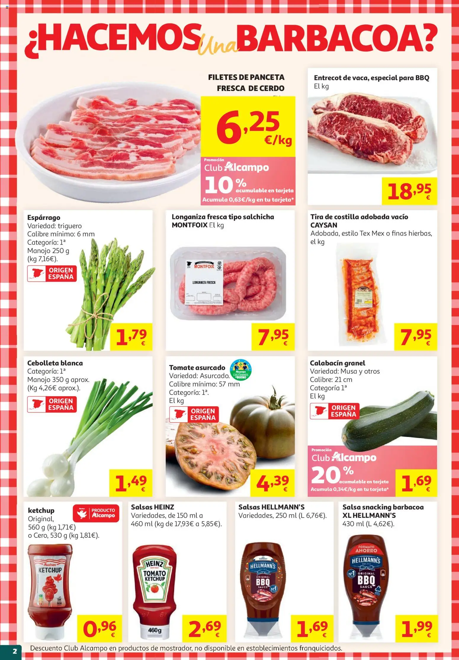 Alcampo Superstore Nacional │ válido desde el 19.05.2026 | Página: 2 | Productos: Calabacín, Cerdo, Longaniza, Barbacoa