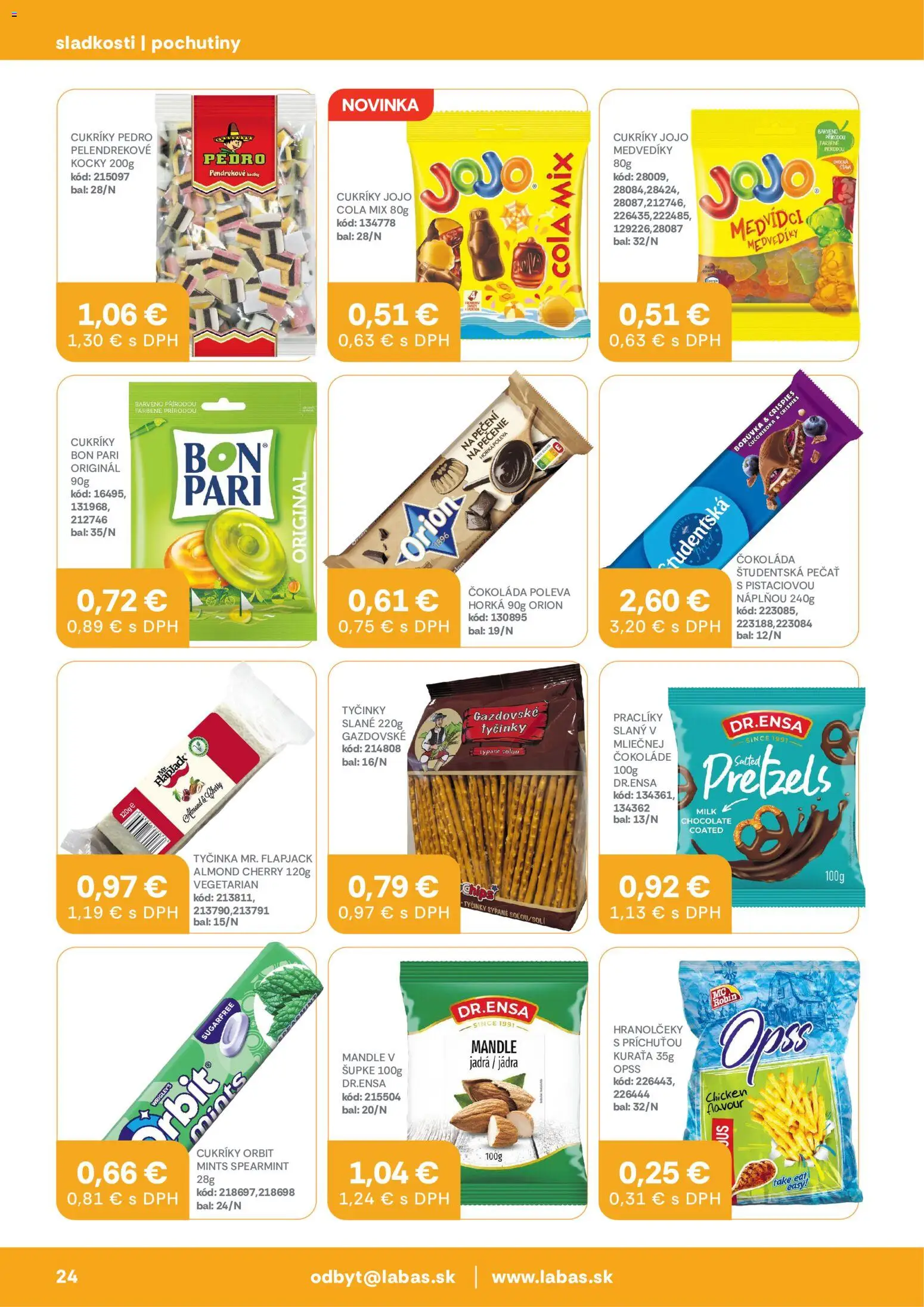 Nové Labaš akcie – leták je platný od 05.06.2026 | Strana: 24 | Produkty: Čokoláda, Cukríky, Študentská pečať, Mandle