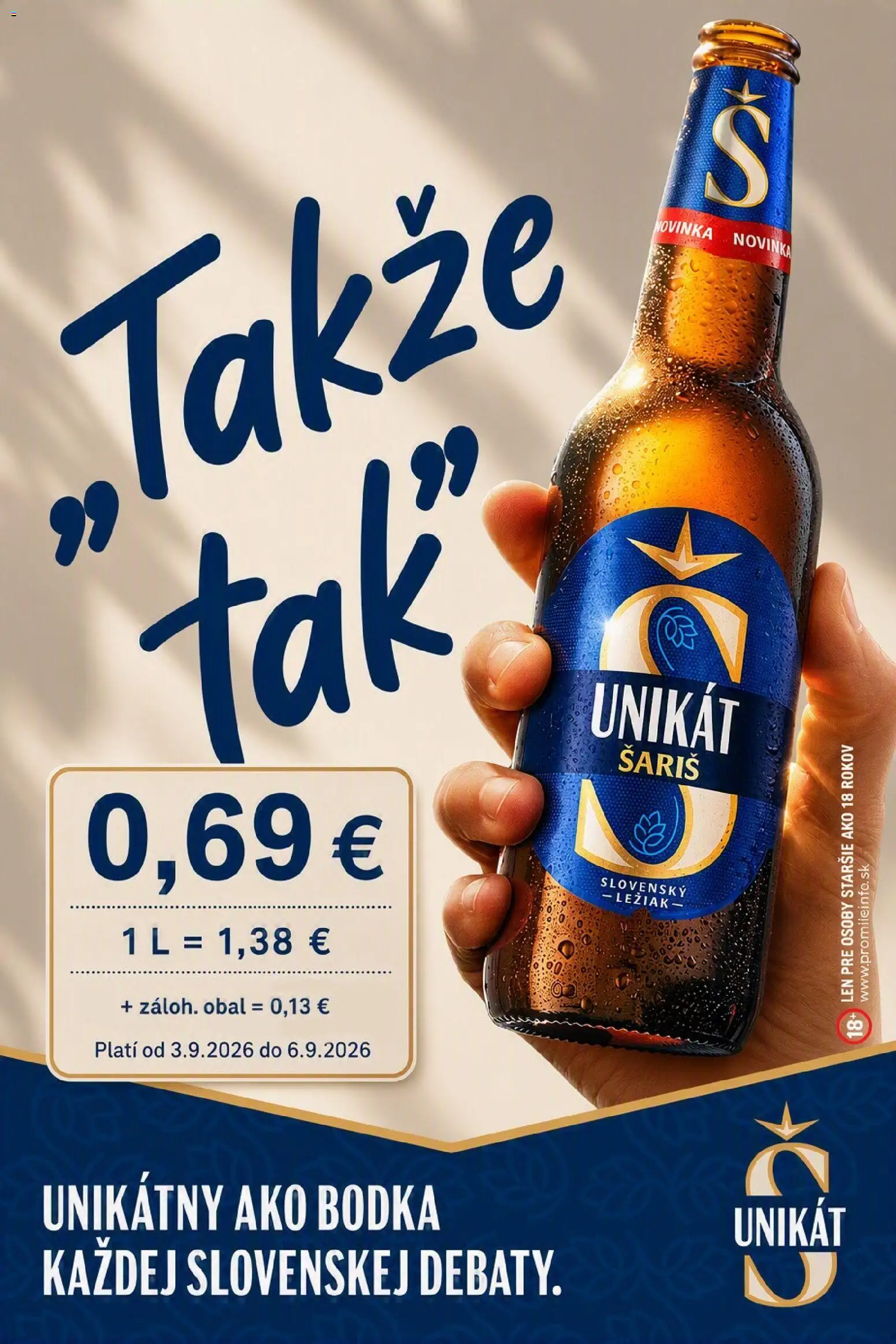 Nové Sintra akcie – leták je platný od 03.09.2026 | Strana: 1 | Produkty: Šariš