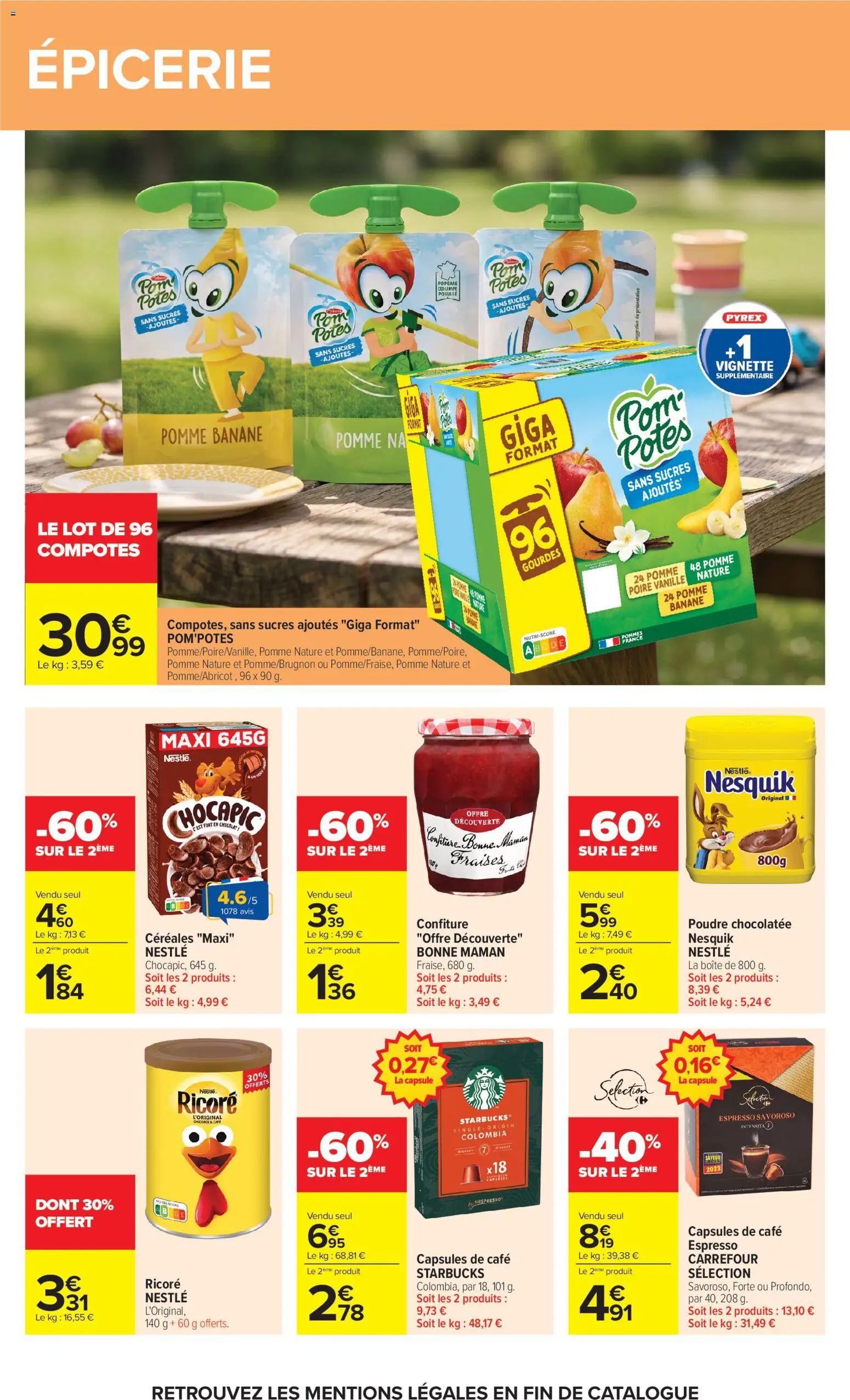 {H1} | Page: 36 | Produits: Poire, Pom'potes, Capsules de cafe Starbucks, Céréales