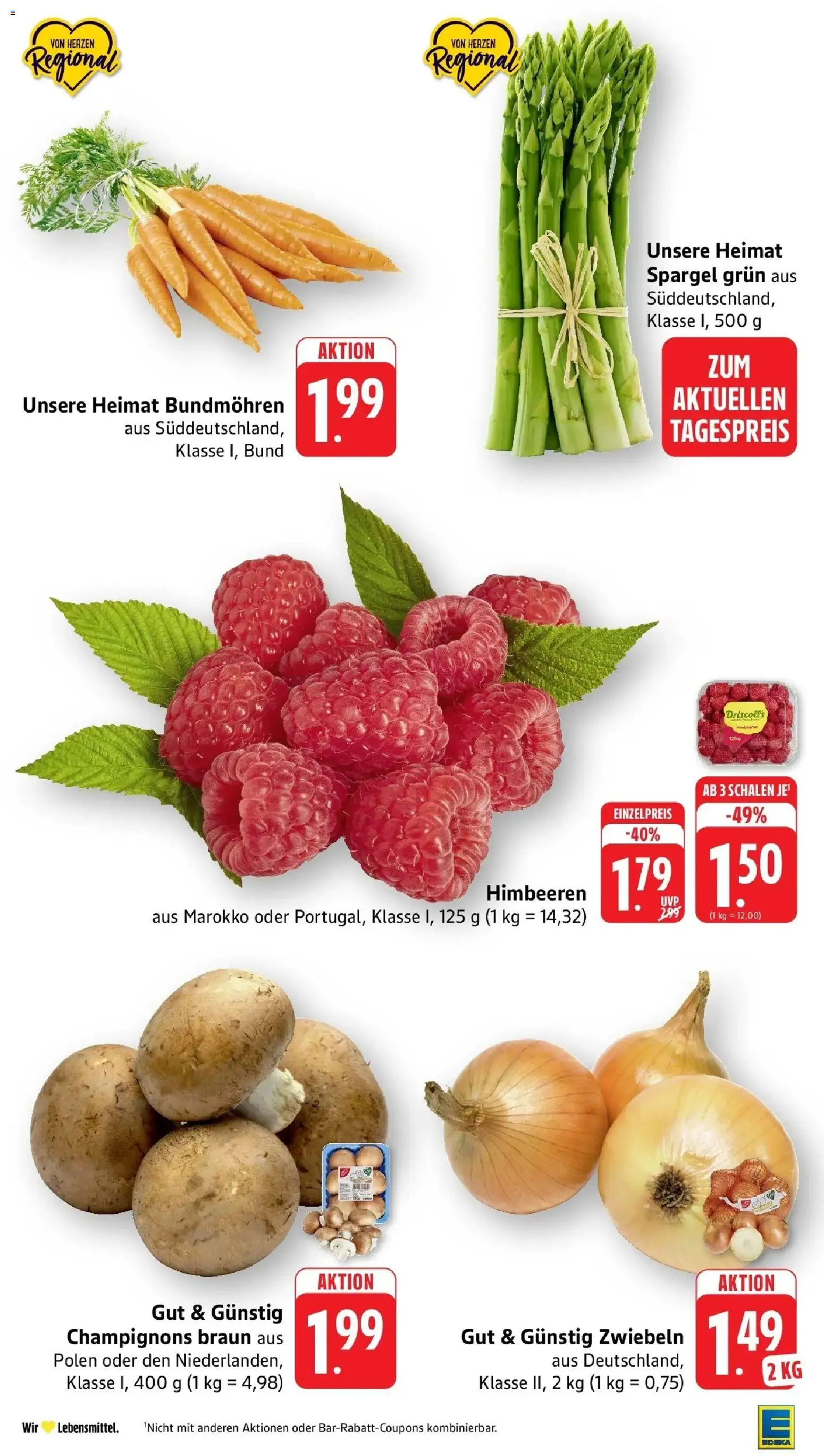 E center Prospekt Laupheim – gültig ab 17.05.2026 | Seite: 13 | Produkte: Himbeeren, Spargel, Champignons, Zwiebeln