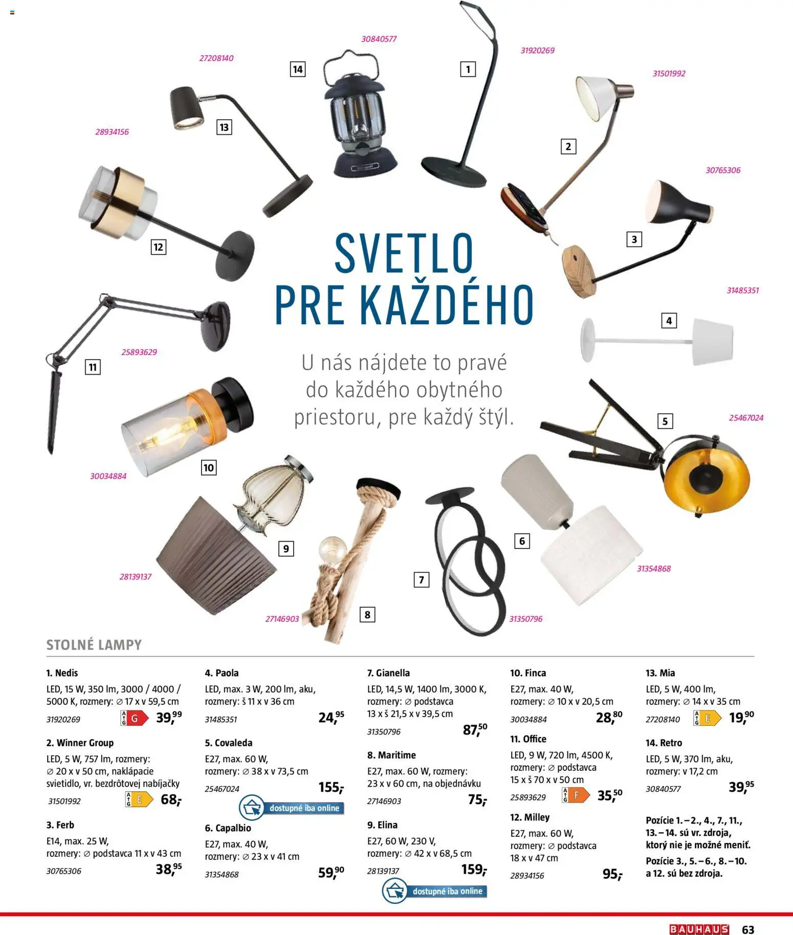 Nové Bauhaus akcie – leták je platný od 03.08.2026 | Strana: 63 | Produkty: Svetlo