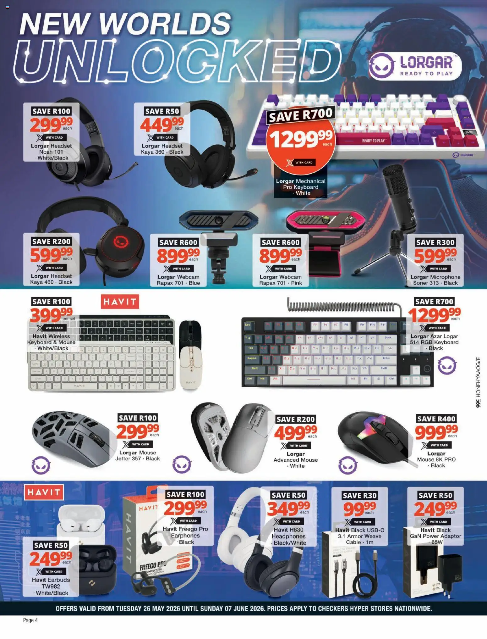 New Checkers catalogue – valid from 26.05.2026 | Page: 4 | Products: Earphones, Mouse, Keyboard, Cable