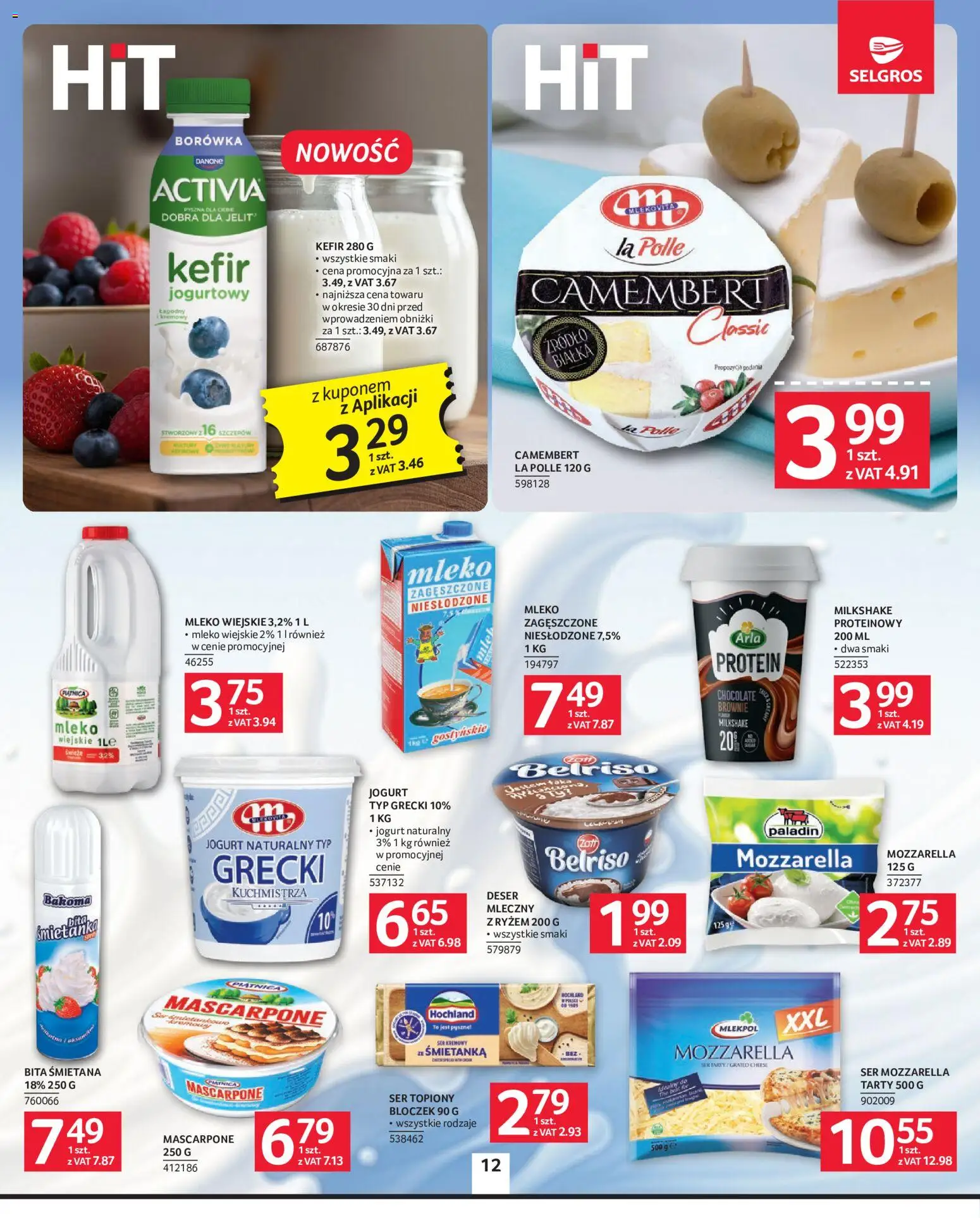 Selgros cash&carry gazetka od 21.05.2026 | Strona: 12 | Produkty: Mleko zagęszczone niesłodzone, Ser topiony, Kefir, Ser