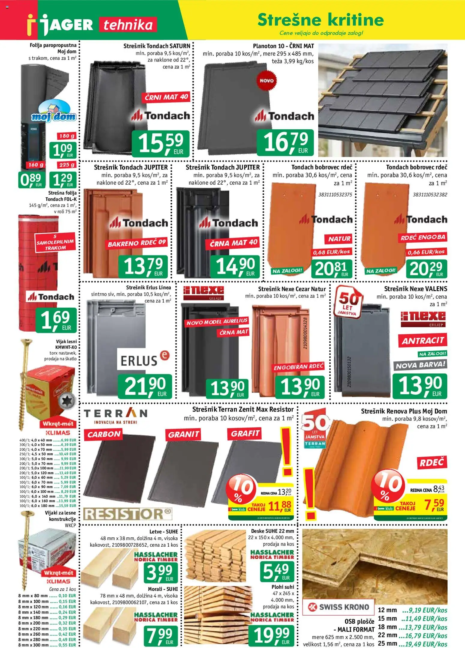 Novi Jager katalog ponudbe – veljaven od 10.06.2026 | Stran: 2 | Izdelki: Teza, Kos, Folija, Barva