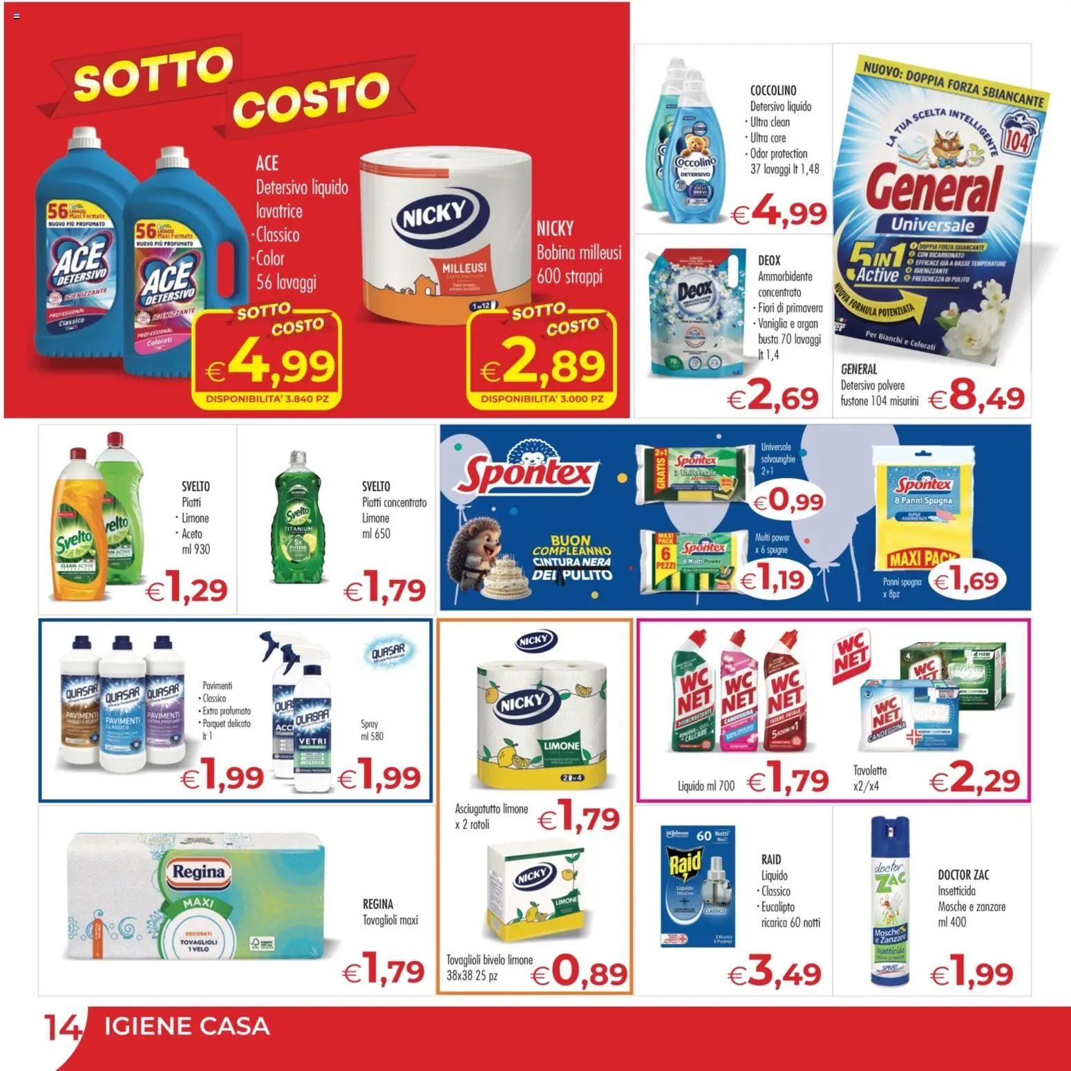 Volantino MerSi Supermercati del 17.06.2026 | Pagina: 14 | Prodotti: Candeggina, Limone, Lavatrice, Aceto
