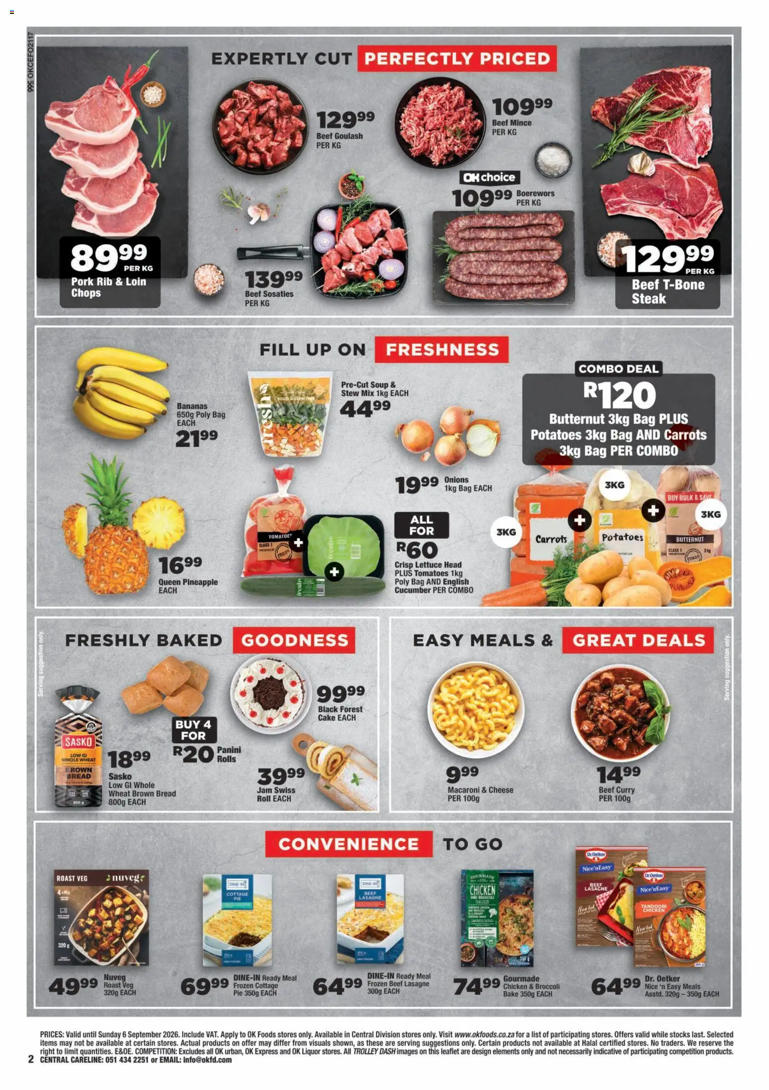 New OK Foods catalogue – valid from 25/08/2026 | Page: 2 | Products: Broccoli, Chicken, Tomatoes, Lettuce