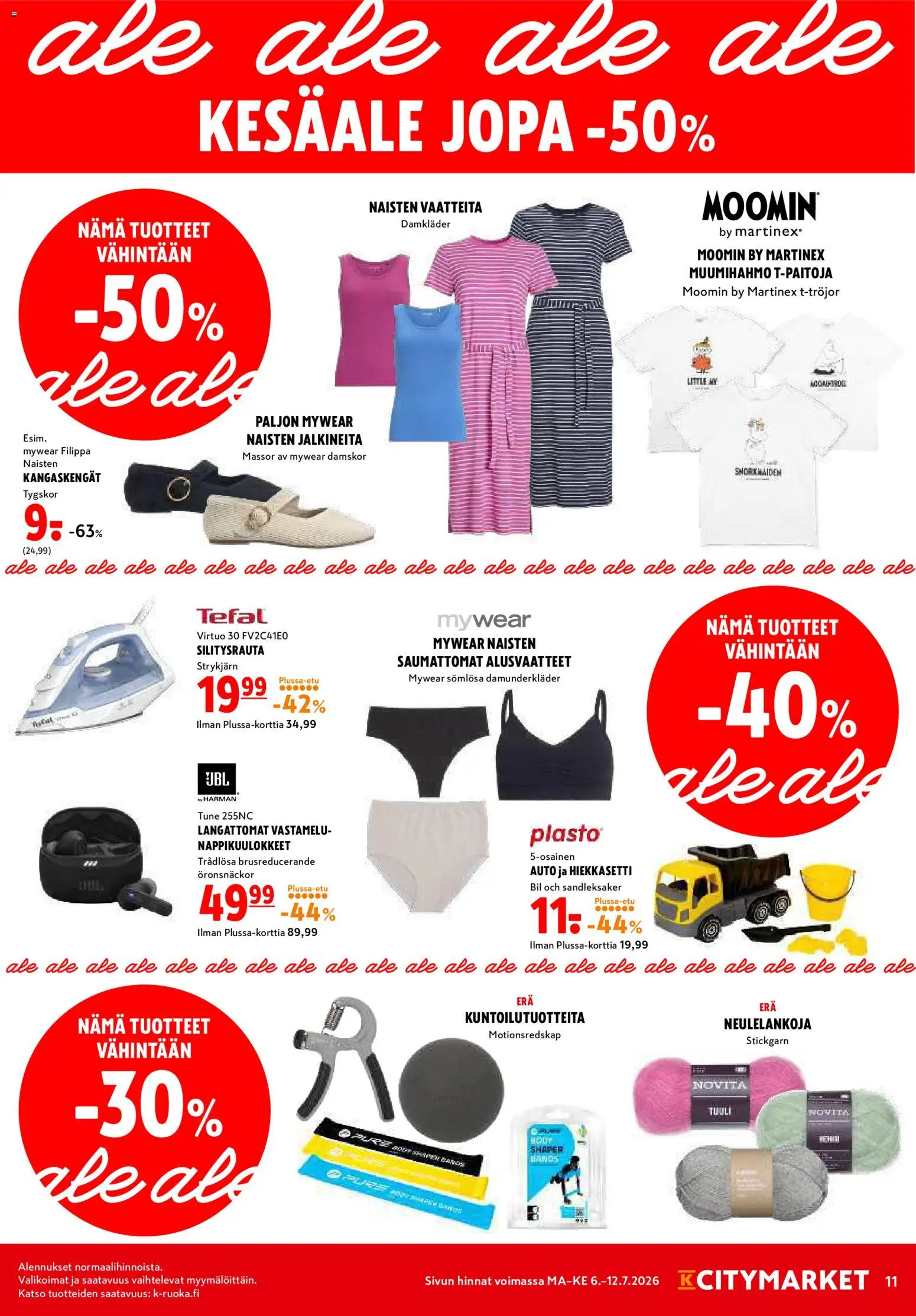 K-Citymarket tarjoukset – voimassa 06/07/2026 alkaen | Sivu: 11 | Tuotteet: Silitysrauta, Alusvaatteet