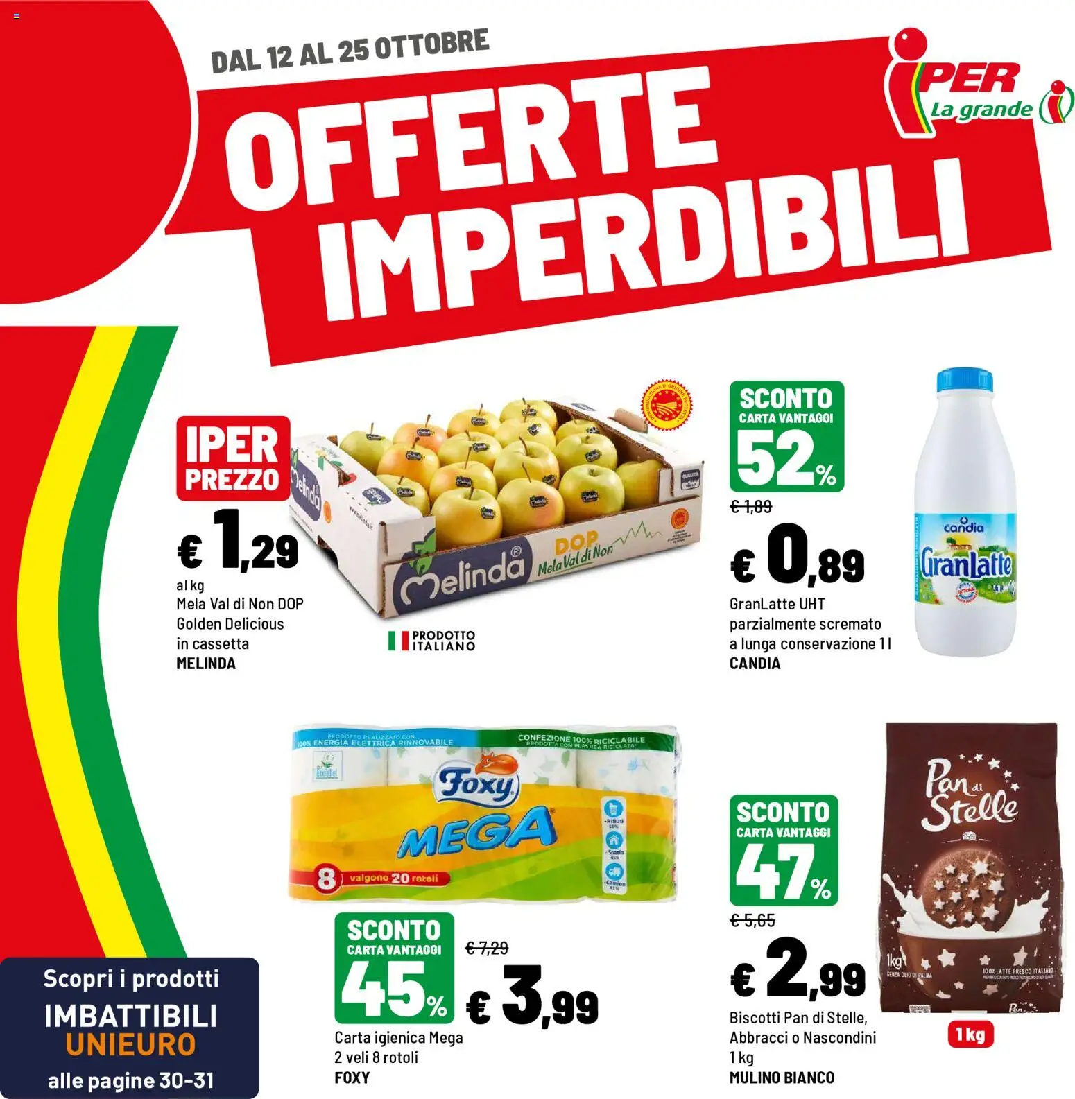 Volantino Iper del 12/10/2026 | Pagina: 1 | Prodotti: Carta igienica, Biscotti, Latte