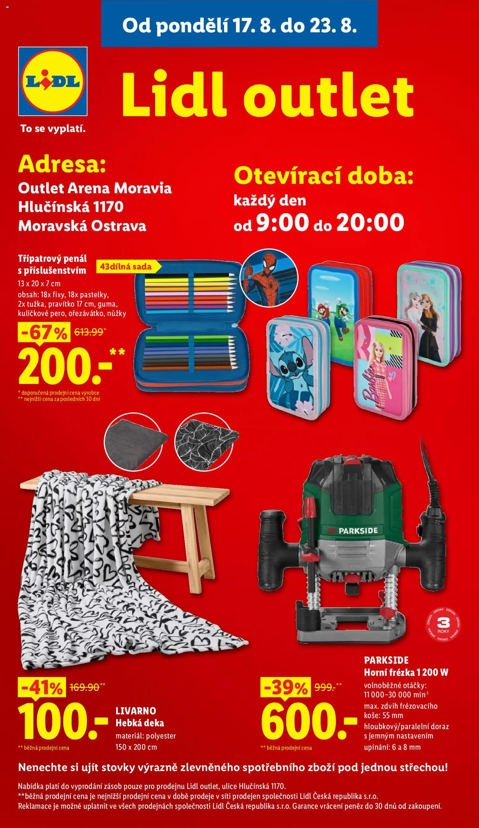 Lidl leták od 20.08.2026 | Strana: 38 | Produkty: Penál, Parkside, Nůžky, Deka