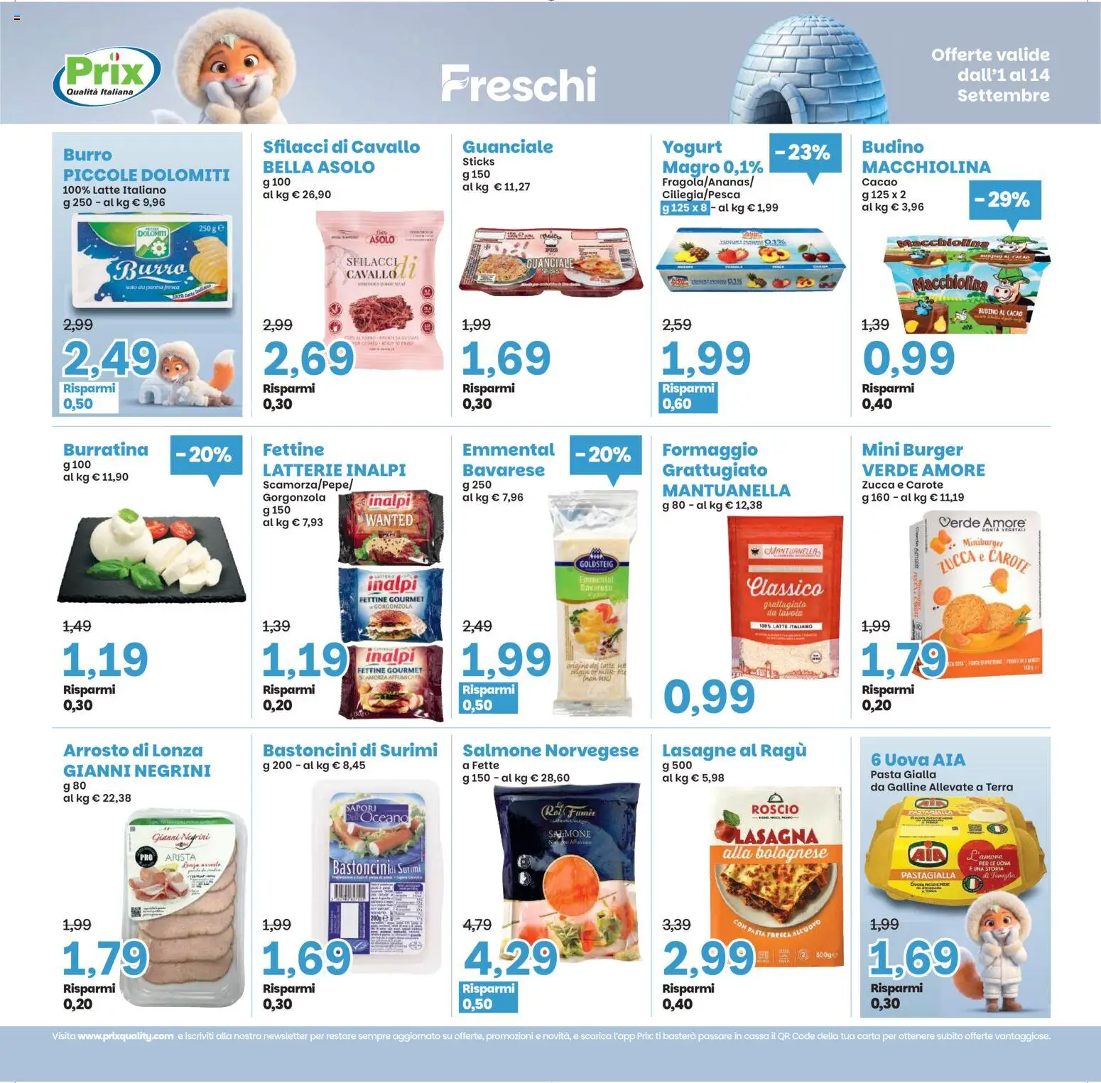Volantino Prix del 01/09/2026 | Pagina: 15 | Prodotti: Carote, Ragú, Cacao, Emmental