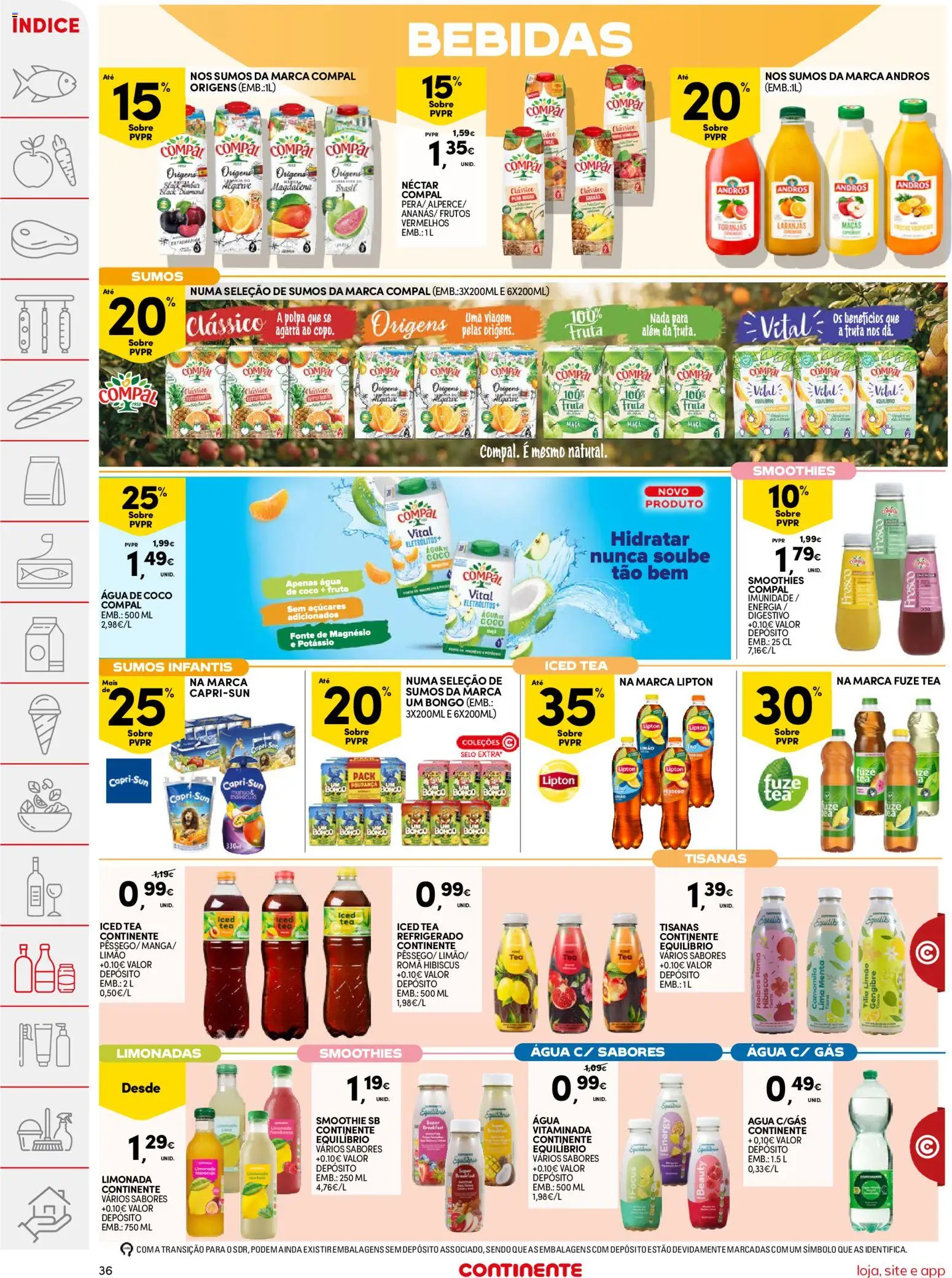 Continente folheto │ válido de 11/08/2026 | Página: 36 | Produtos: Agua, Banco, Laranjas, Coco