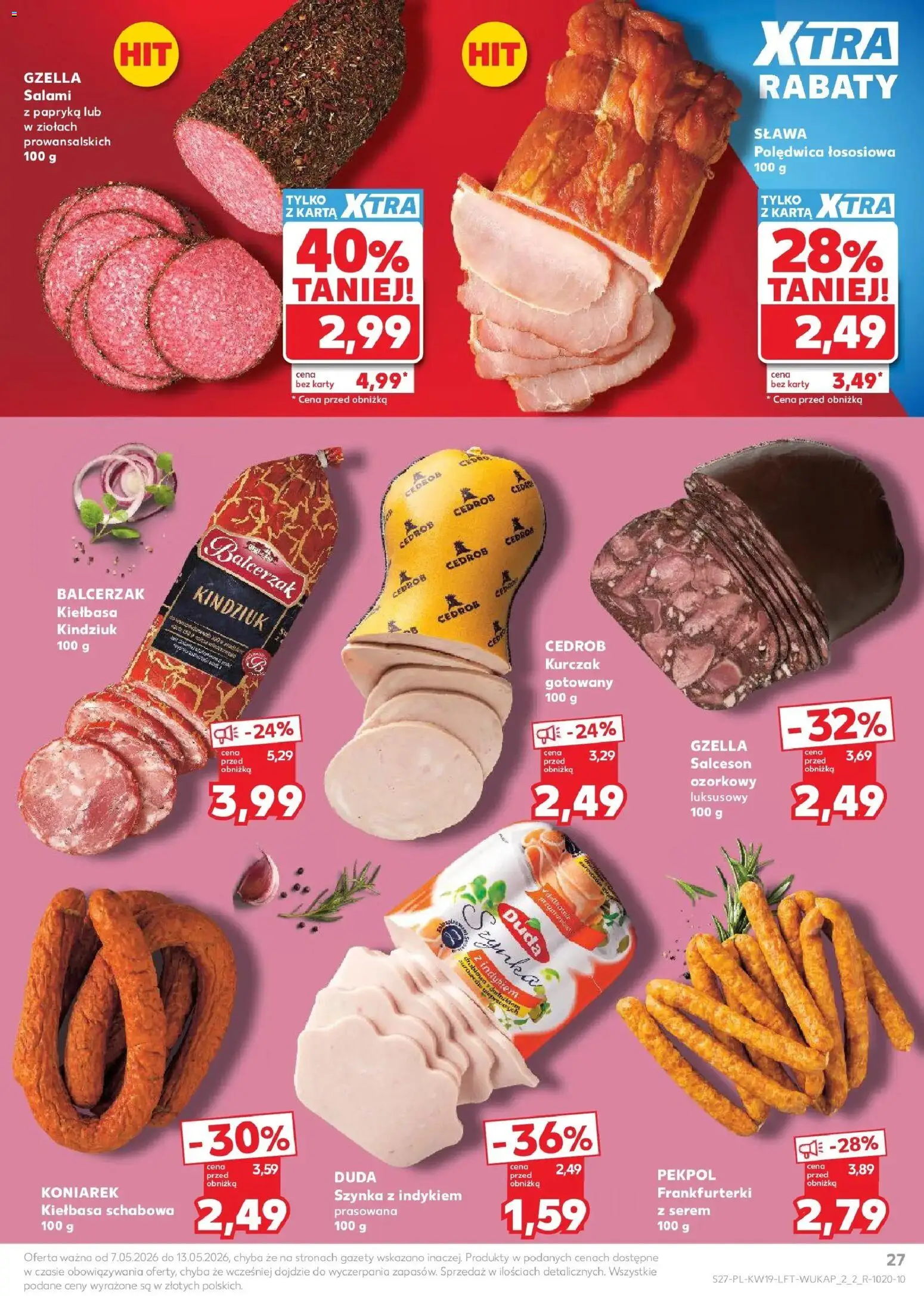 Kaufland gazetka od 07.05.2026 | Strona: 27 | Produkty: Kurczak, Frankfurterki, Szynka, Papryka