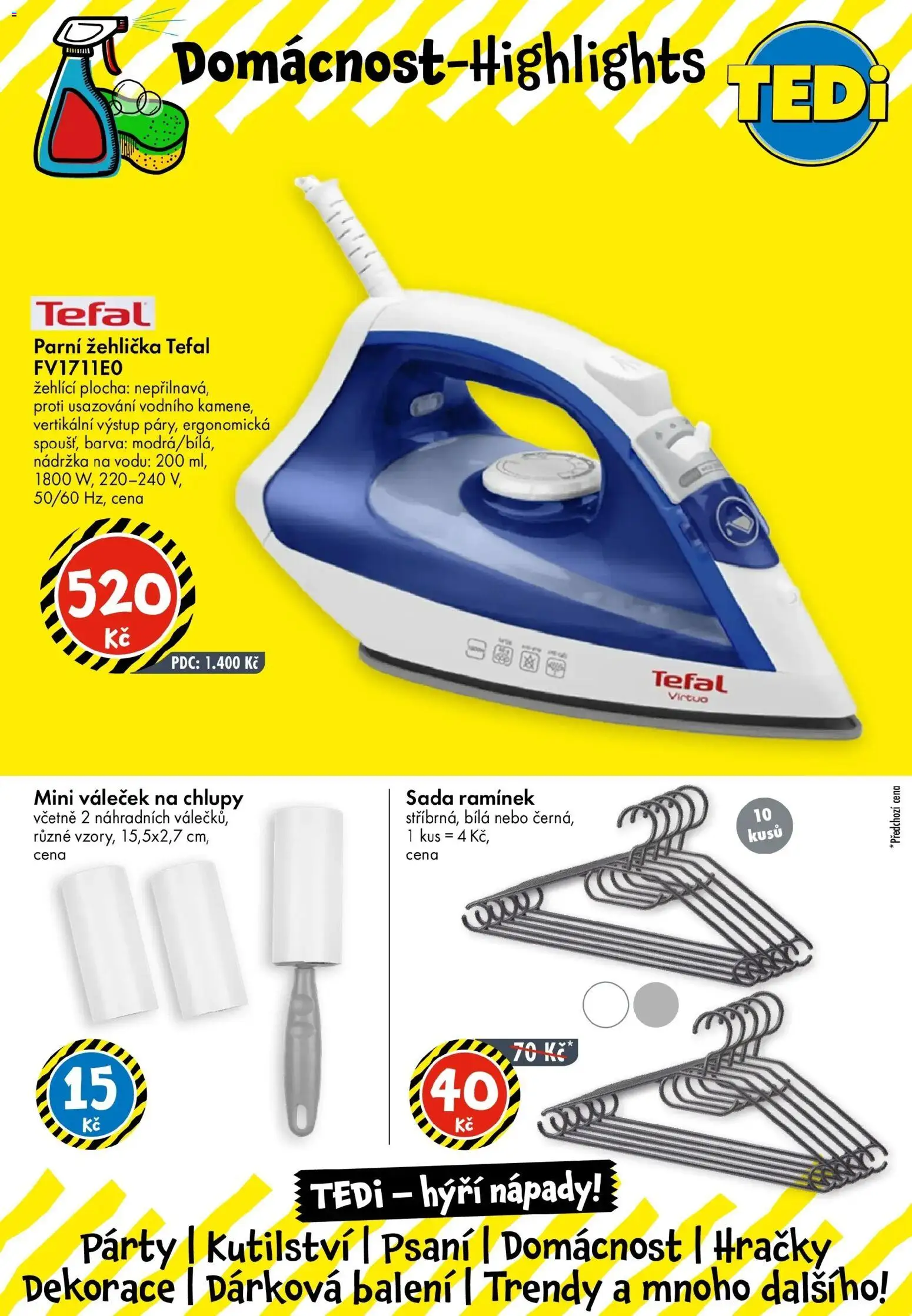 TEDi leták - Písek od 29.07.2026 | Strana: 7 | Produkty: Parní žehlička, Hračky, Tefal, Váleček