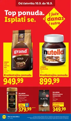 FERRERO Nutella krem, 1 kg - pregled Lidl kataloga - važi od 10.09.2026 | Strana: 32 | Proizvode: Instant kafa, Ferrero, Nutella, Krem