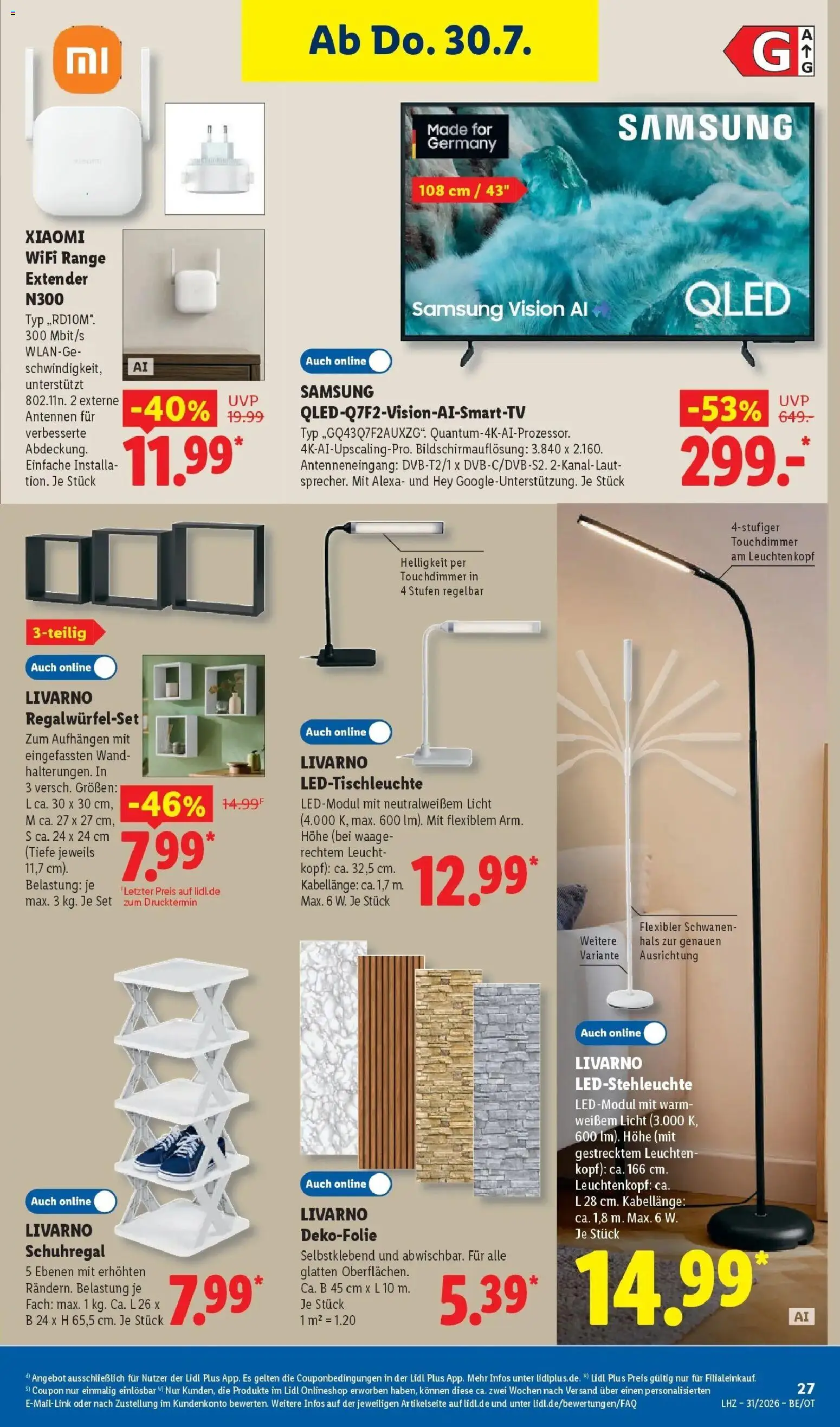 Lidl Prospekt Senftenberg – gültig ab 27.07.2026 | Seite: 43 | Produkte: Xiaomi, Schuhregal, Samsung, TV