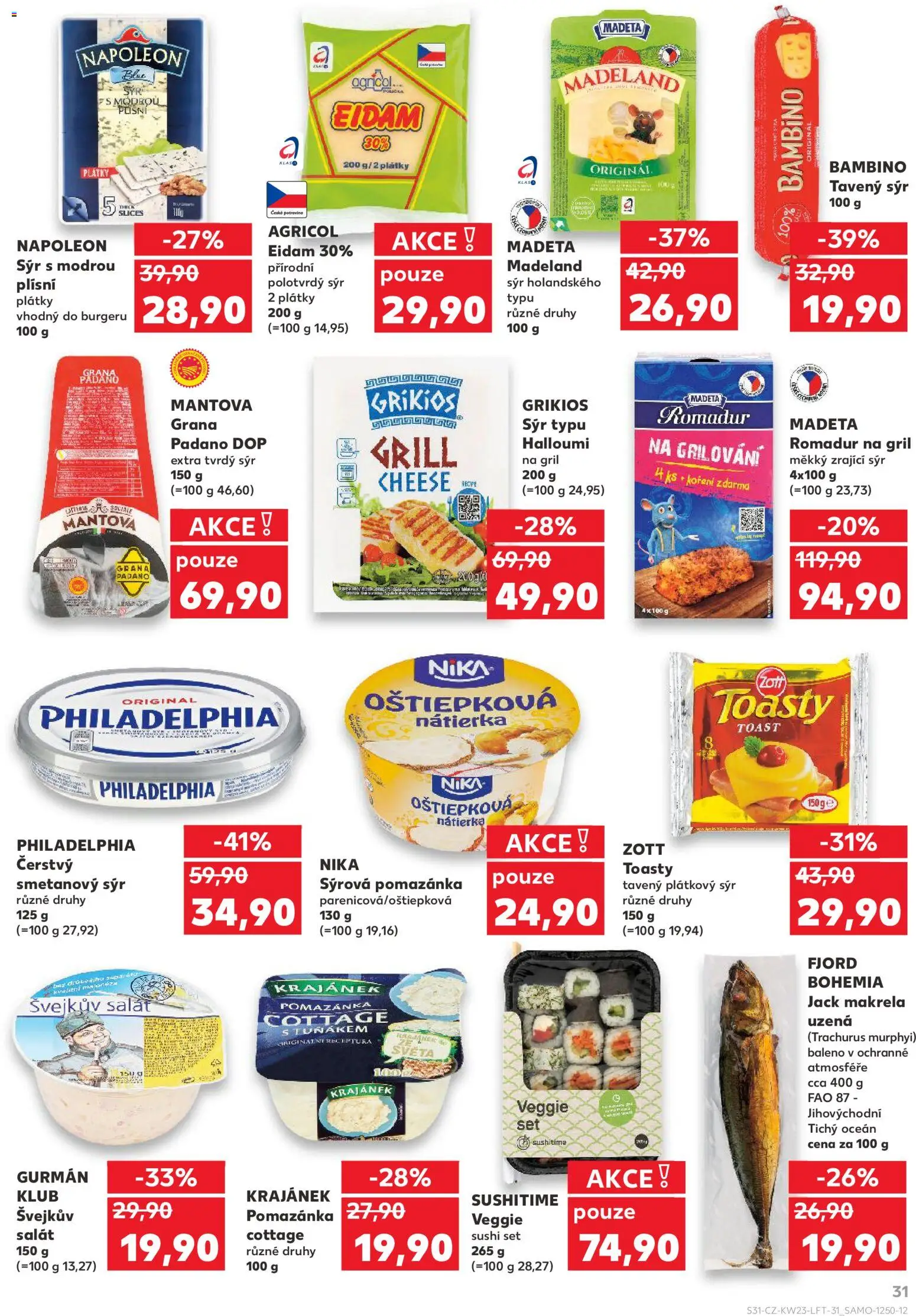 Kaufland leták - Praha 4 od 03.06.2026 | Strana: 31 | Produkty: Plátkový sýr, Cream cheese, Sushi, Makrela