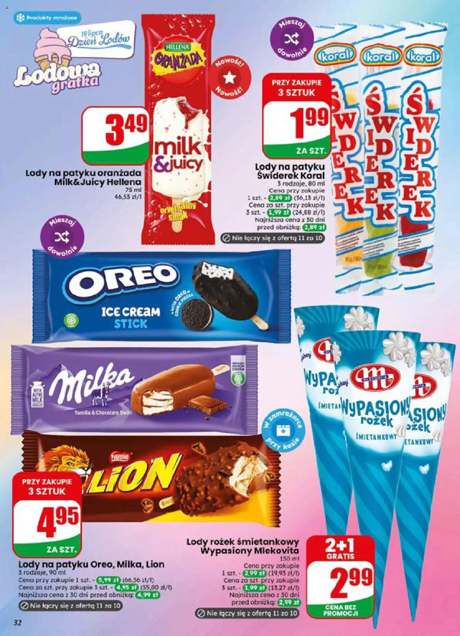 Dino gazetka od 15.07.2026 | Strona: 32 | Produkty: Milka, Lody na patyku, Lody